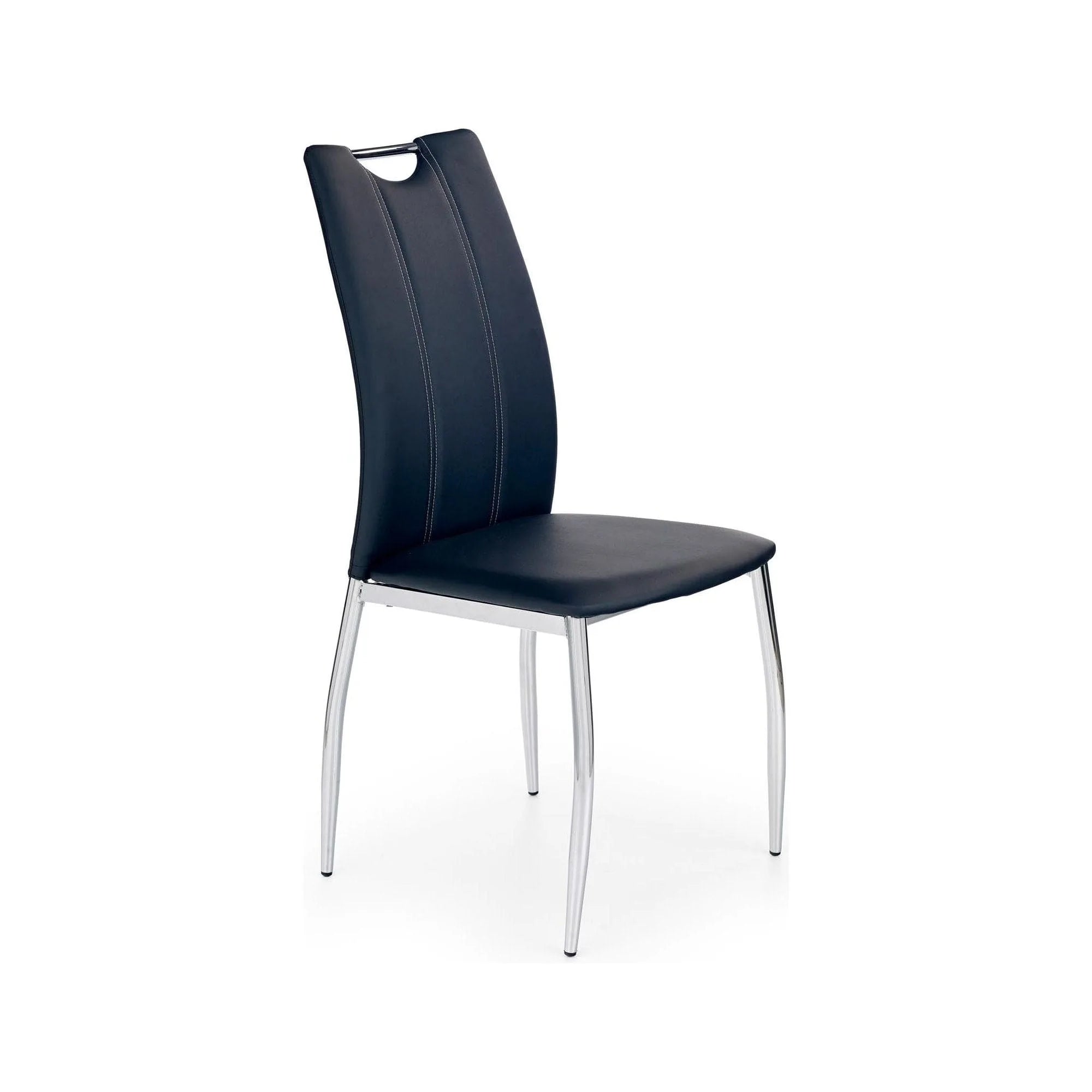 Scaun tapitat K187, negru/crom, piele ecologica/metal, 46x56x97 cm