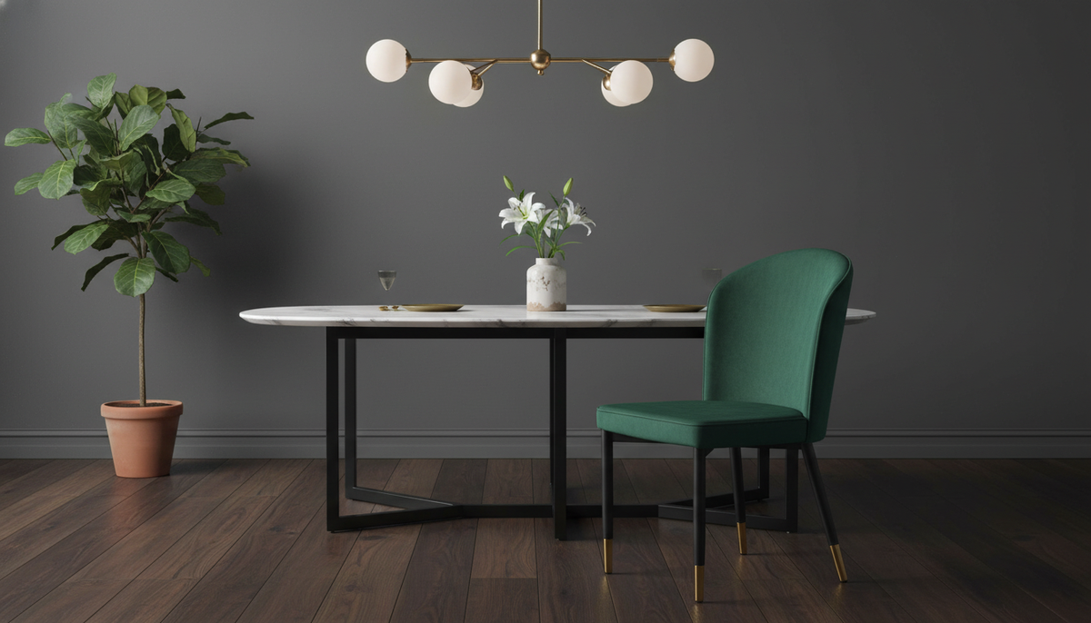 Scaun K446, verde/negru, stofa catifelata/metal, 51x55x86 cm