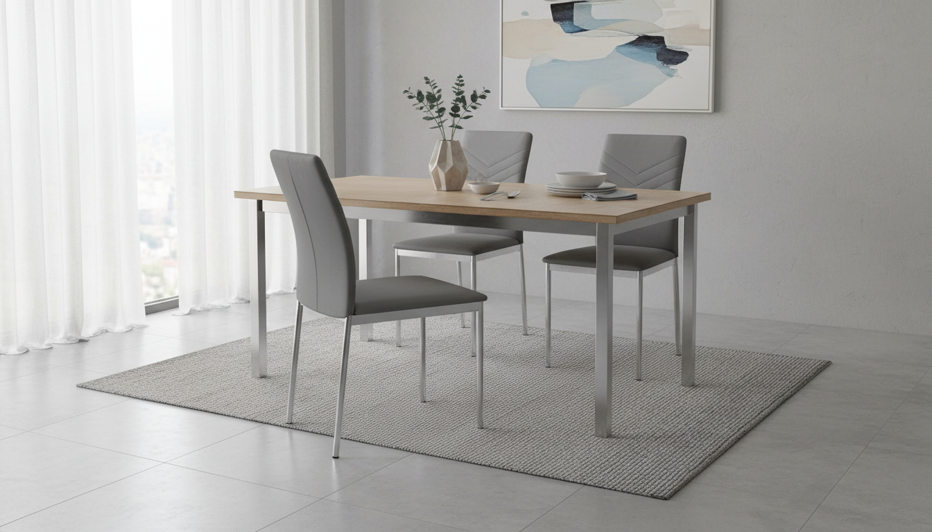Scaun tapitat K137, gri/crom, piele ecologica/metal, 43X49X92 CM