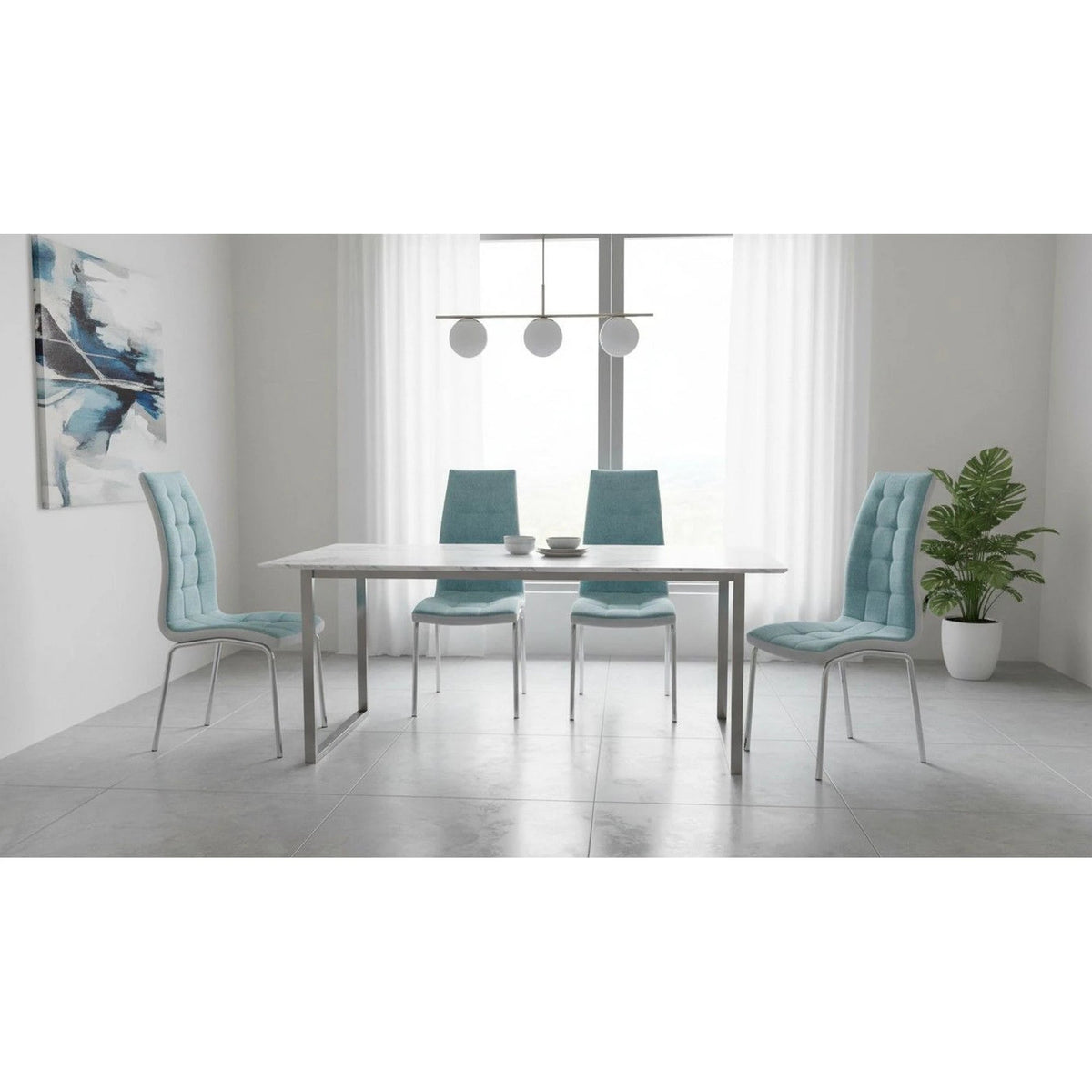 Scaun bucatarie GERDA NEW, mentol/gri/crom, textil/piele ecologica/metal, 42x58x103 cm