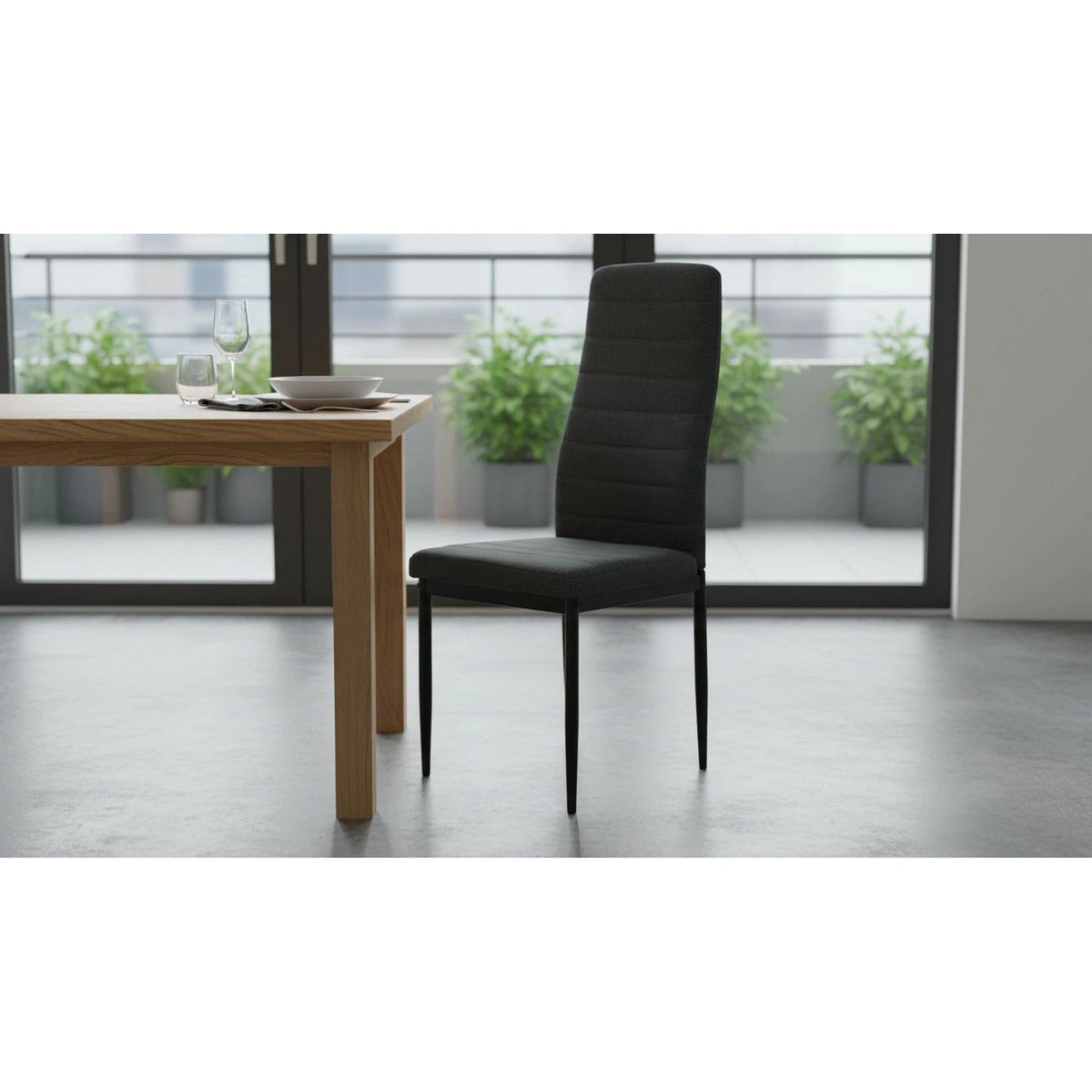 Scaun COLETA NOVA, gri inchis/negru, textil/metal, 41x49x96 cm