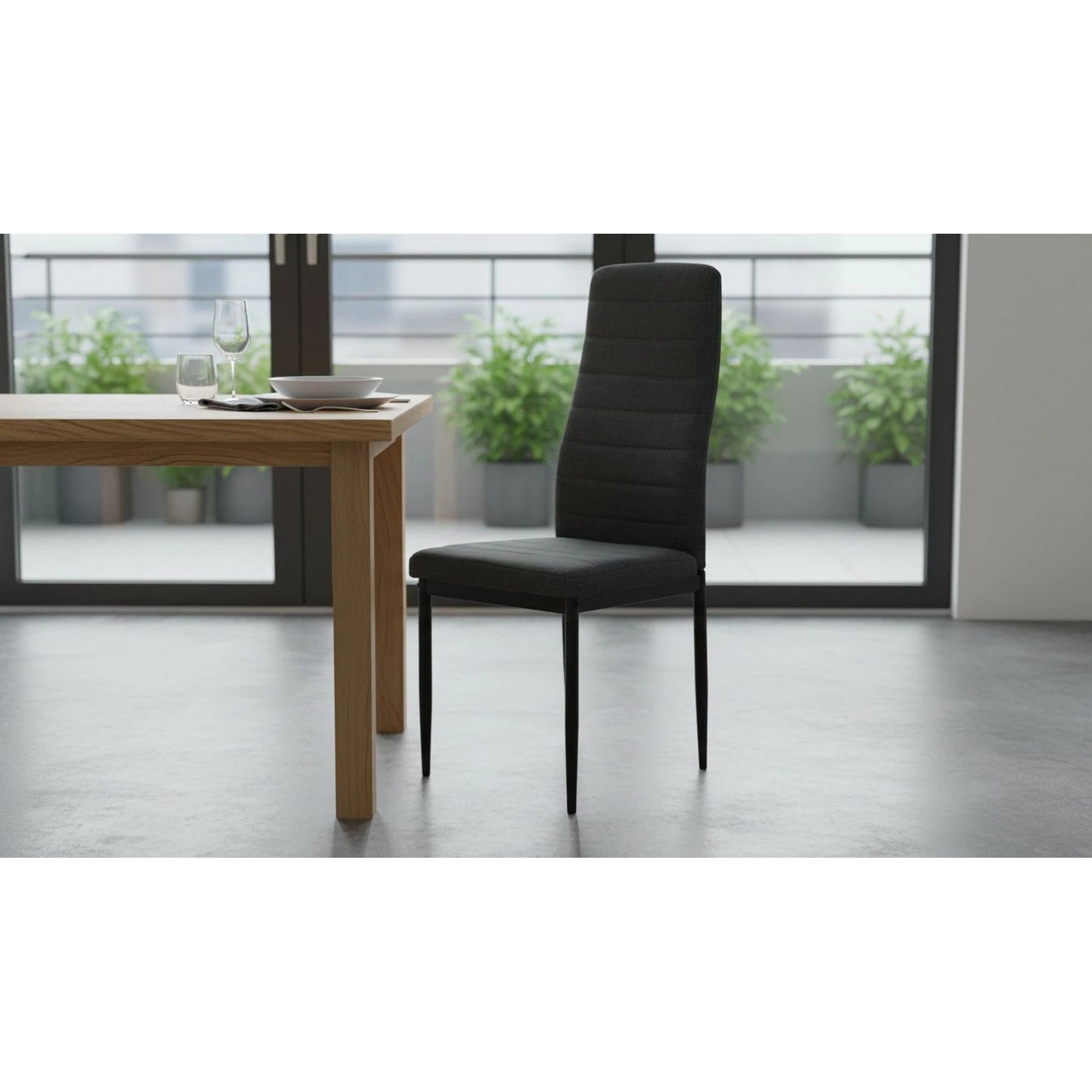 Scaun COLETA NOVA, gri inchis/negru, textil/metal, 41x49x96 cm