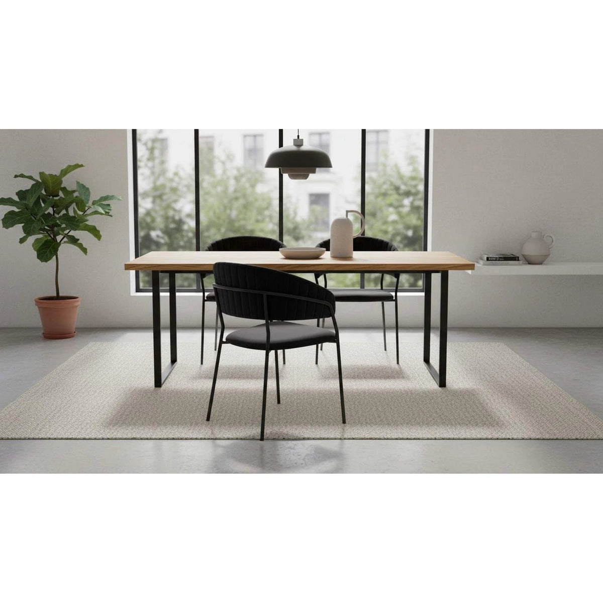 Scaun K426, negru, stofa catifelata/metal, 57x54x79 cm
