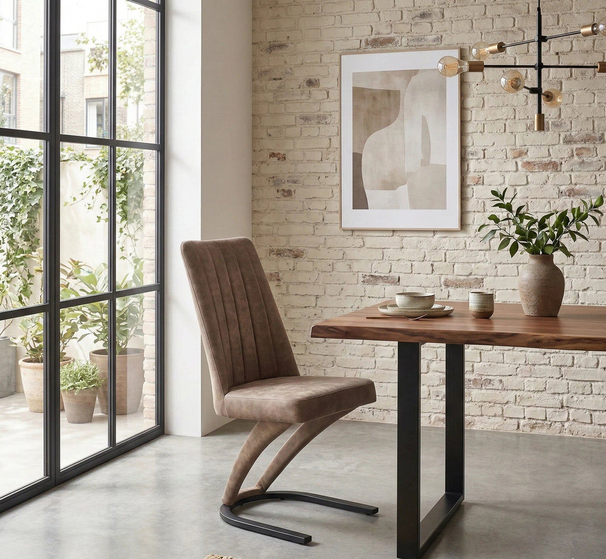 Scaun dining maro K338, maro/negru, piele ecologica/metal, 46X61X98 CM