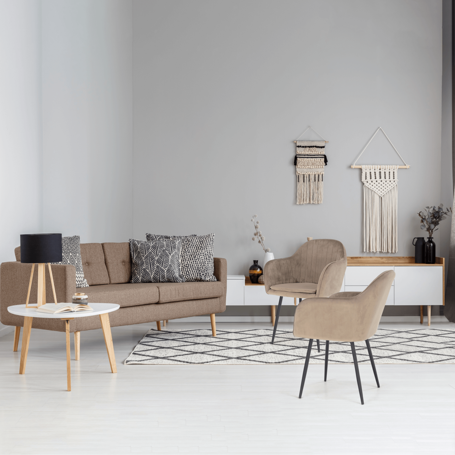 Scaun ZIRKON, gri-maro taupe/negru, stofa catifelata/metal, 56x55x82 cm