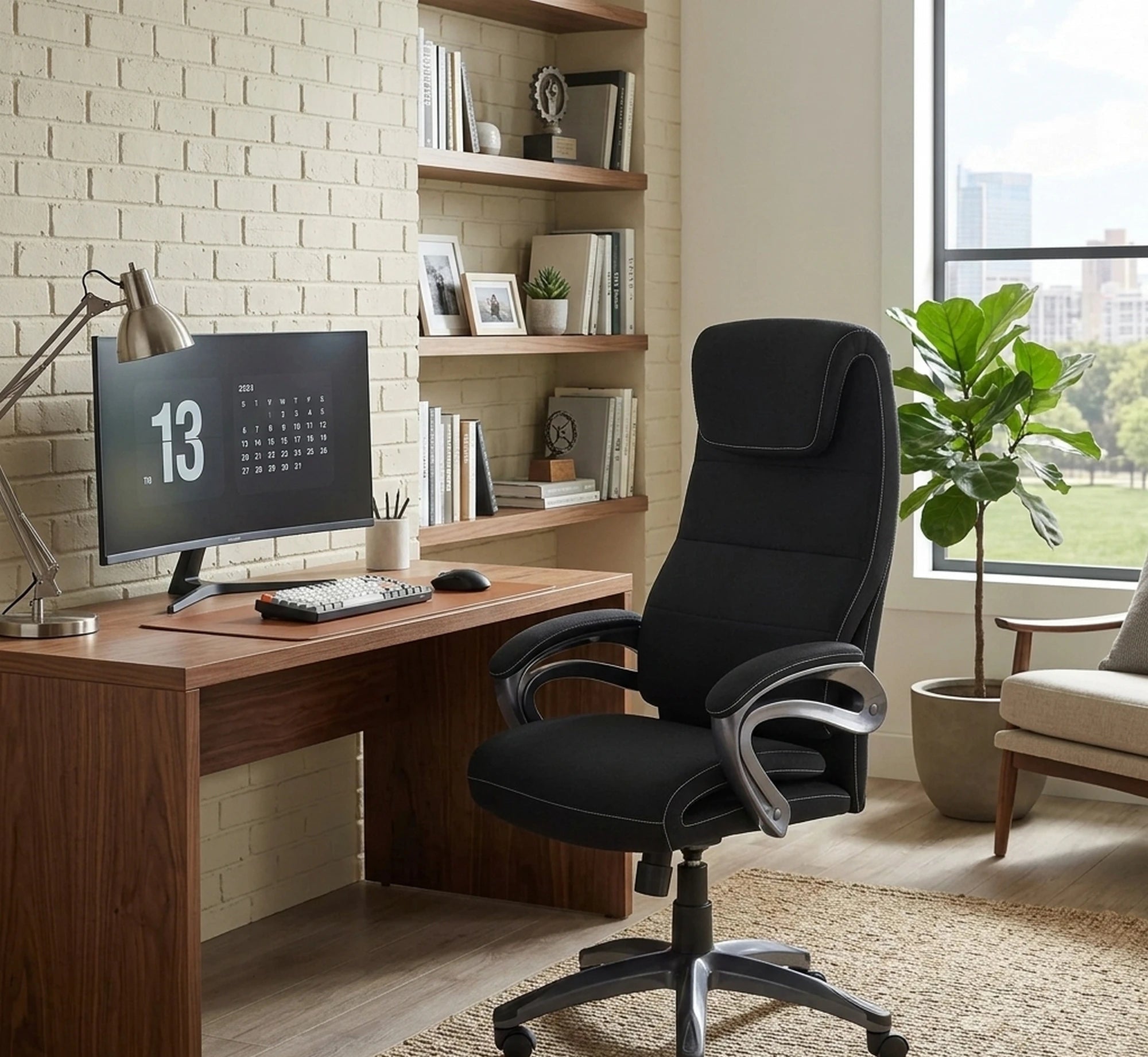 Scaun birou SIDNEY, negru, stofa, 65x70x117/125 cm