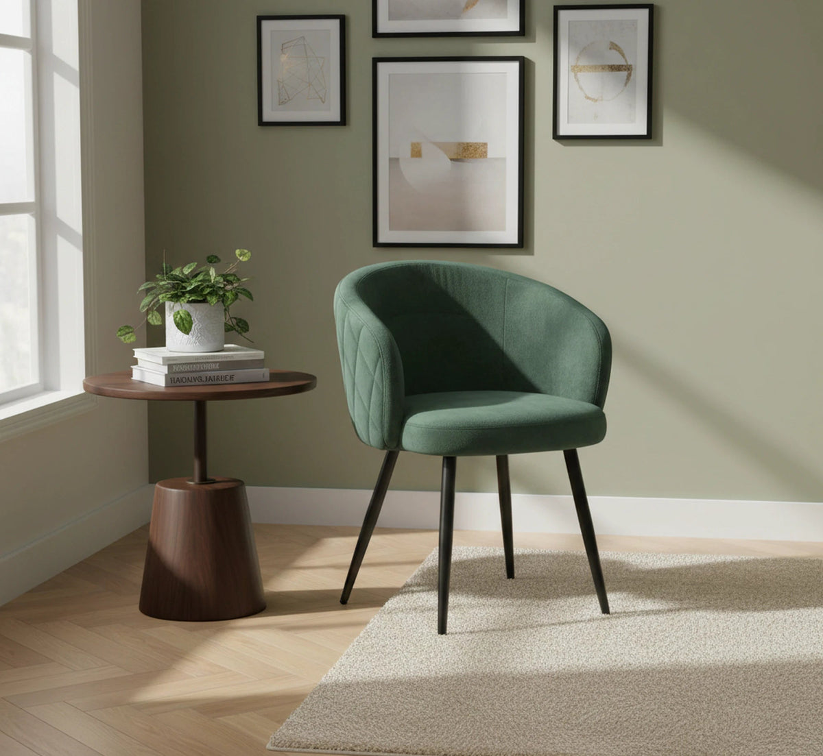 Scaun K430, verde/negru, stofa catifelata/metal, 61x54x77 cm