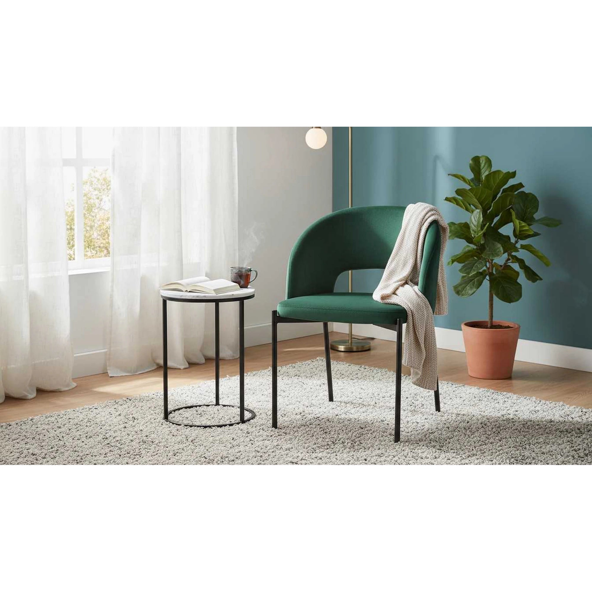 Scaun K455, verde/negru, stofa catifelata/metal, 51x57x77 cm