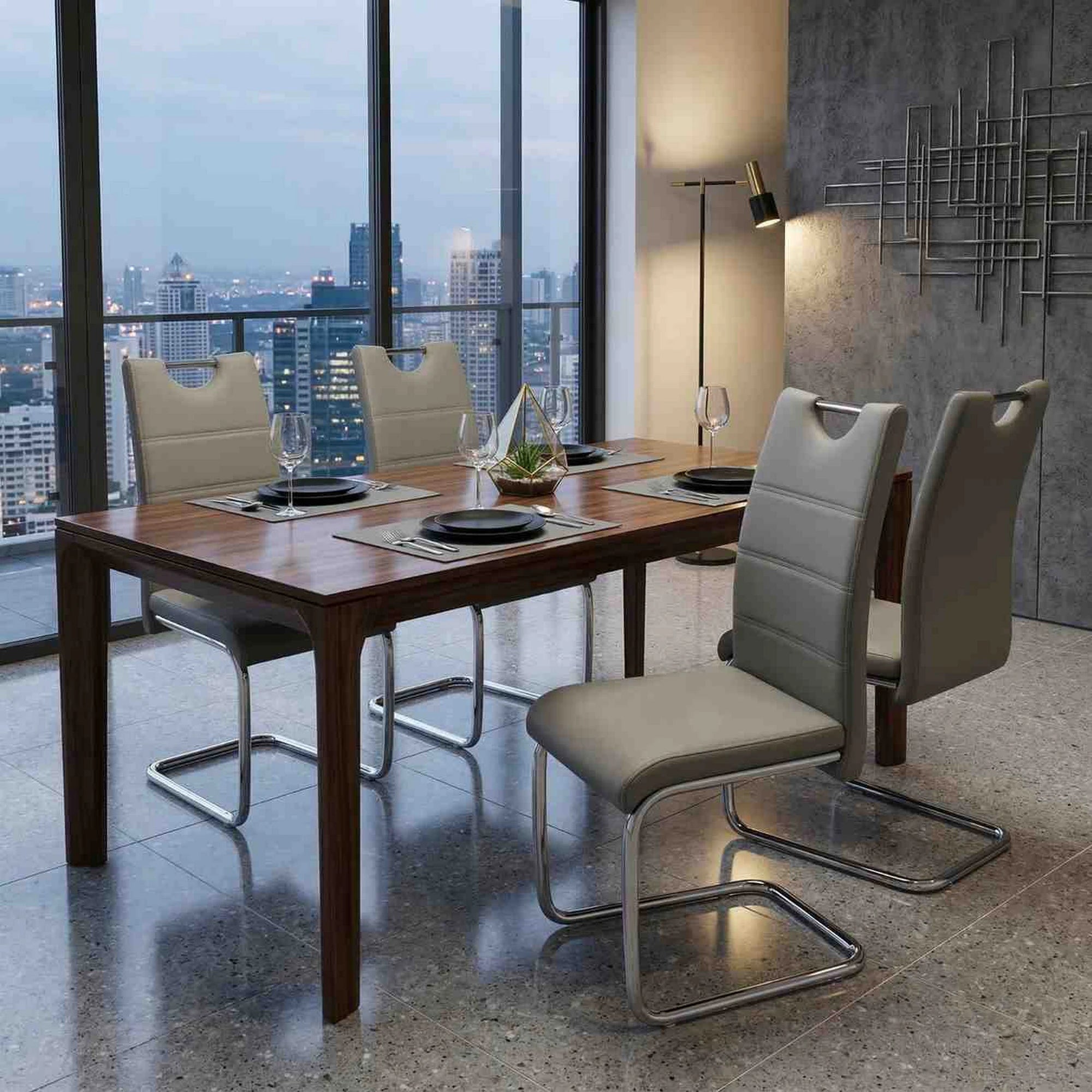 Scaun de bucatarie ABIRA NEW, gri deschis/crom, piele ecologica/metal, 43x44x96 cm