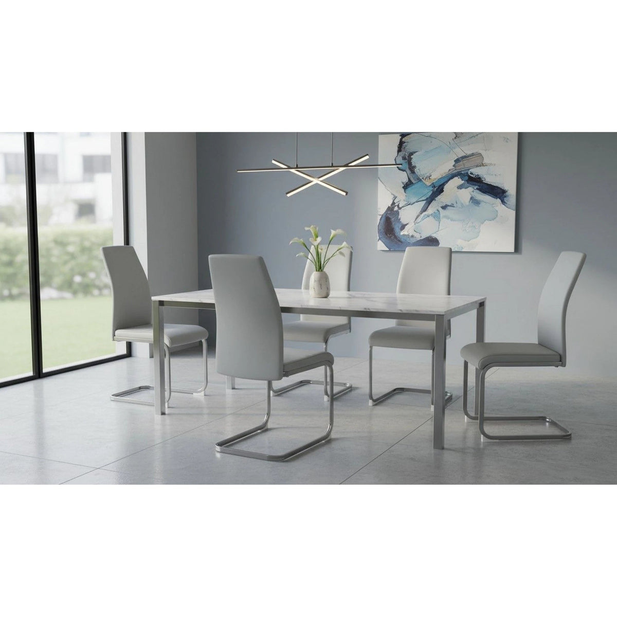 Scaun NOBATA, gri deschis, piele ecologica/metal, 42x56x99 cm