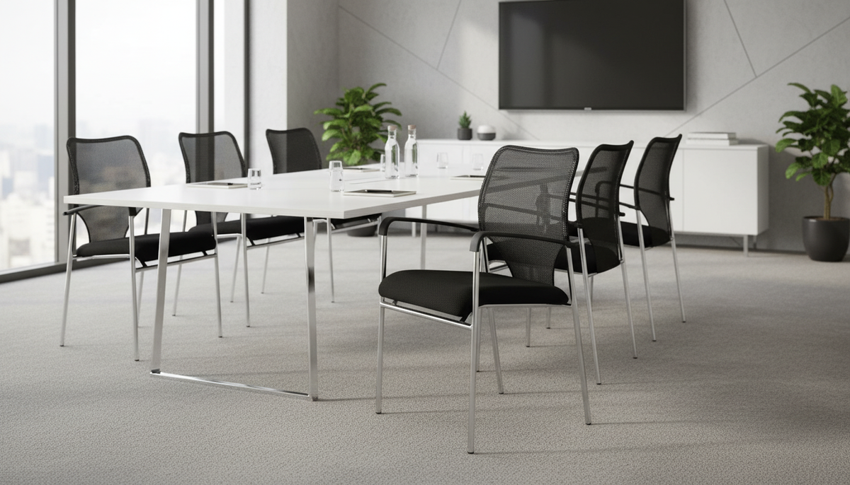 Scaun conferinta UMUT, negru/crom, plasa/metal, 54x56x82 cm
