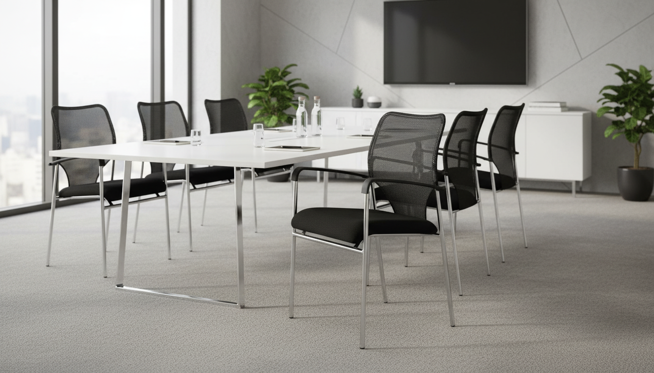 Scaun conferinta UMUT, negru/crom, plasa/metal, 54x56x82 cm