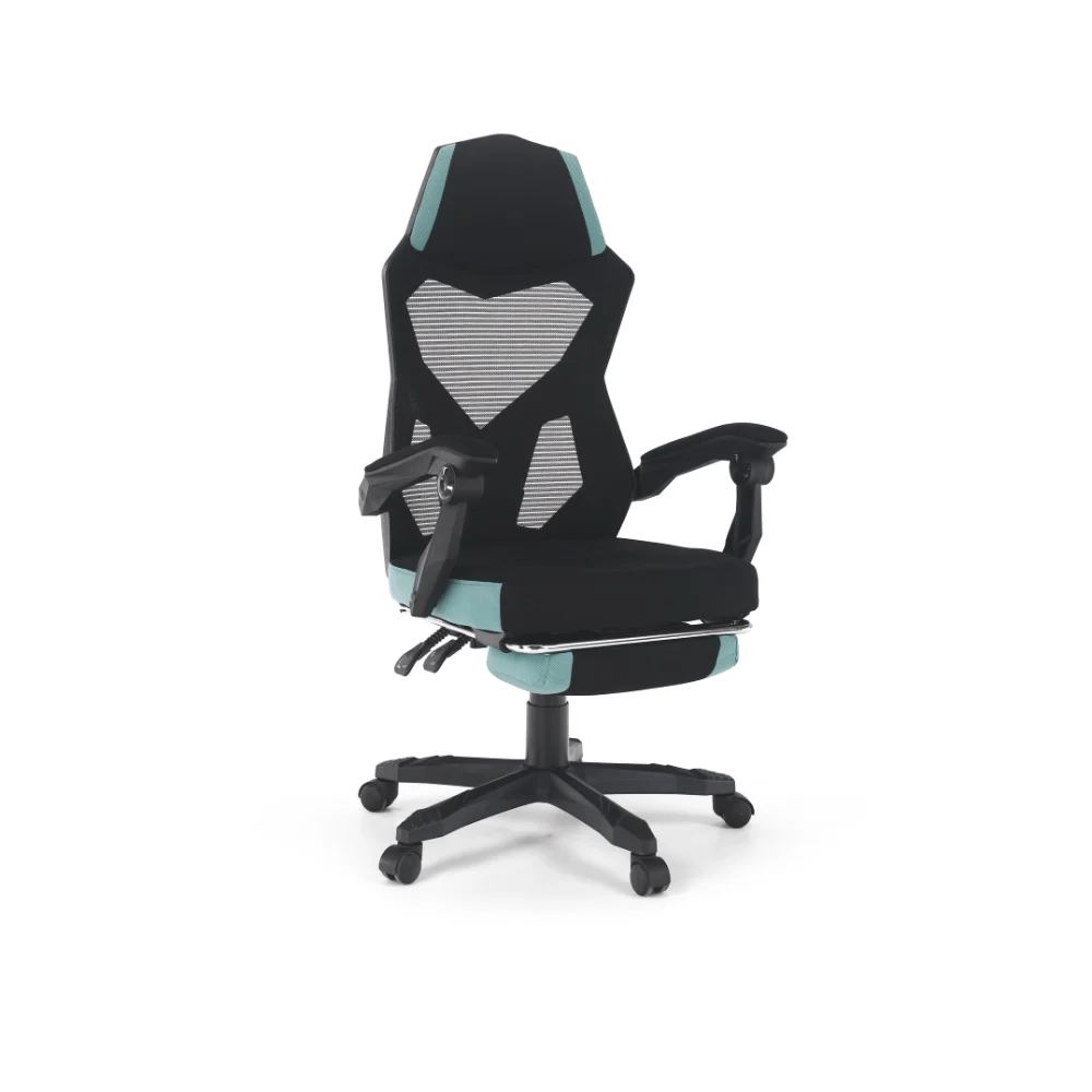 Scaun gaming JORIK NEW, negru/albastru, material textil/plasa, 60x65x108/118 cm