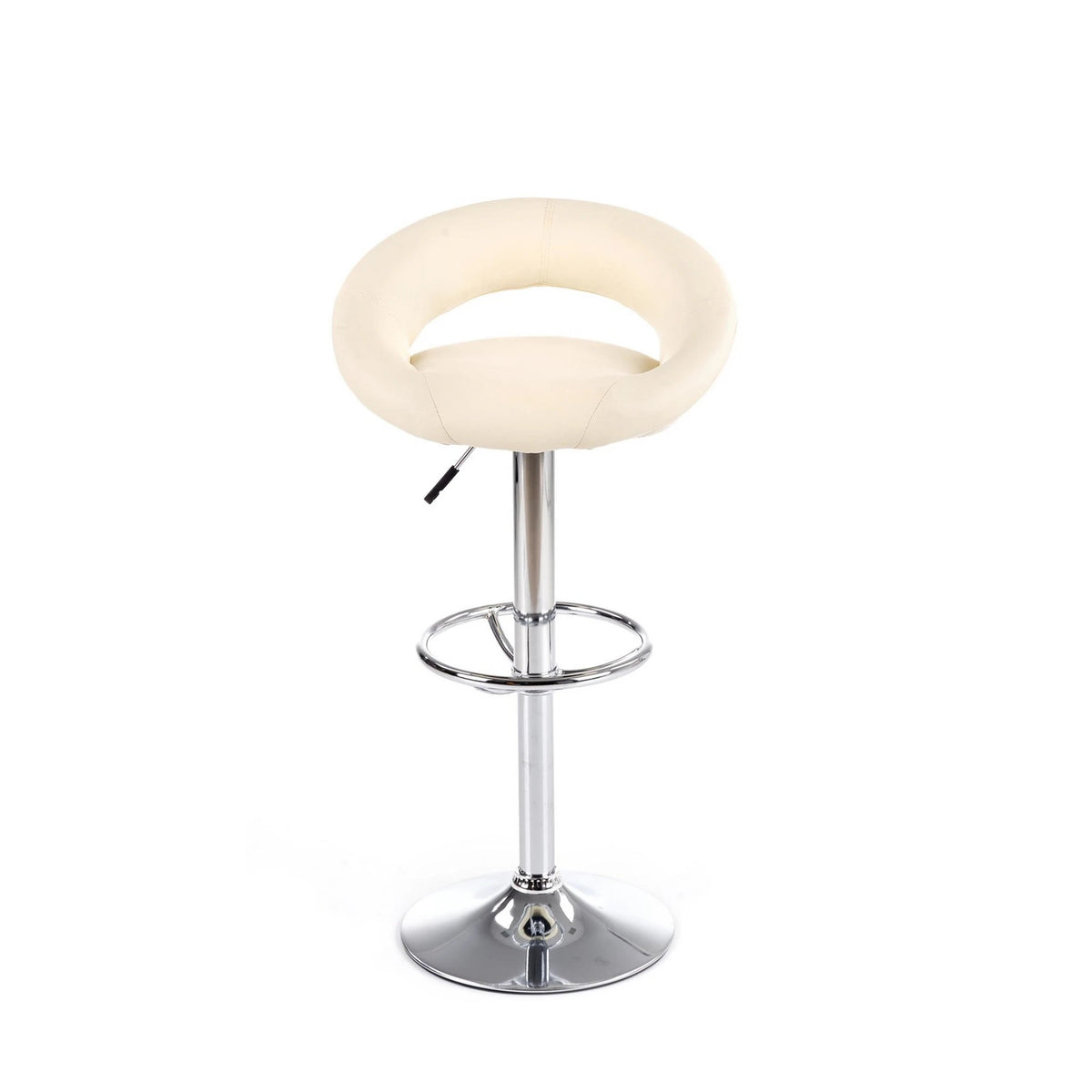 Scaun bar H15, crem/crom, piele ecologica/metal, 54x46x80/102 cm