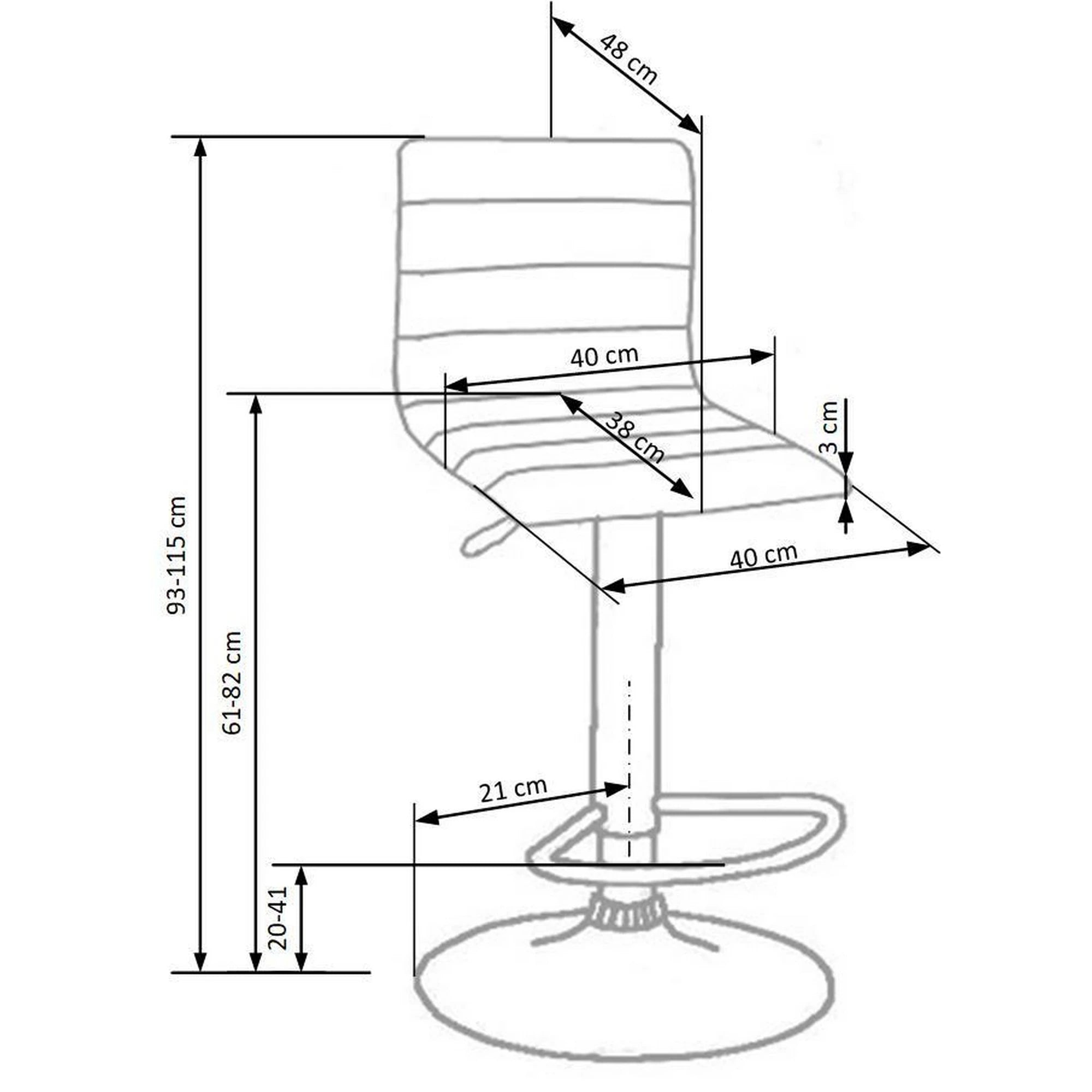 Scaun bar H21, crem/crom, piele ecologica/otel, 40x42x93/115 cm