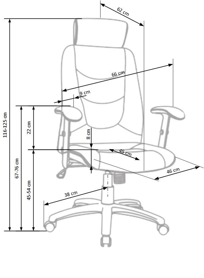 Scaun de birou STILO 2, gri inchis/negru, stofa, 66x49x116/125 cm