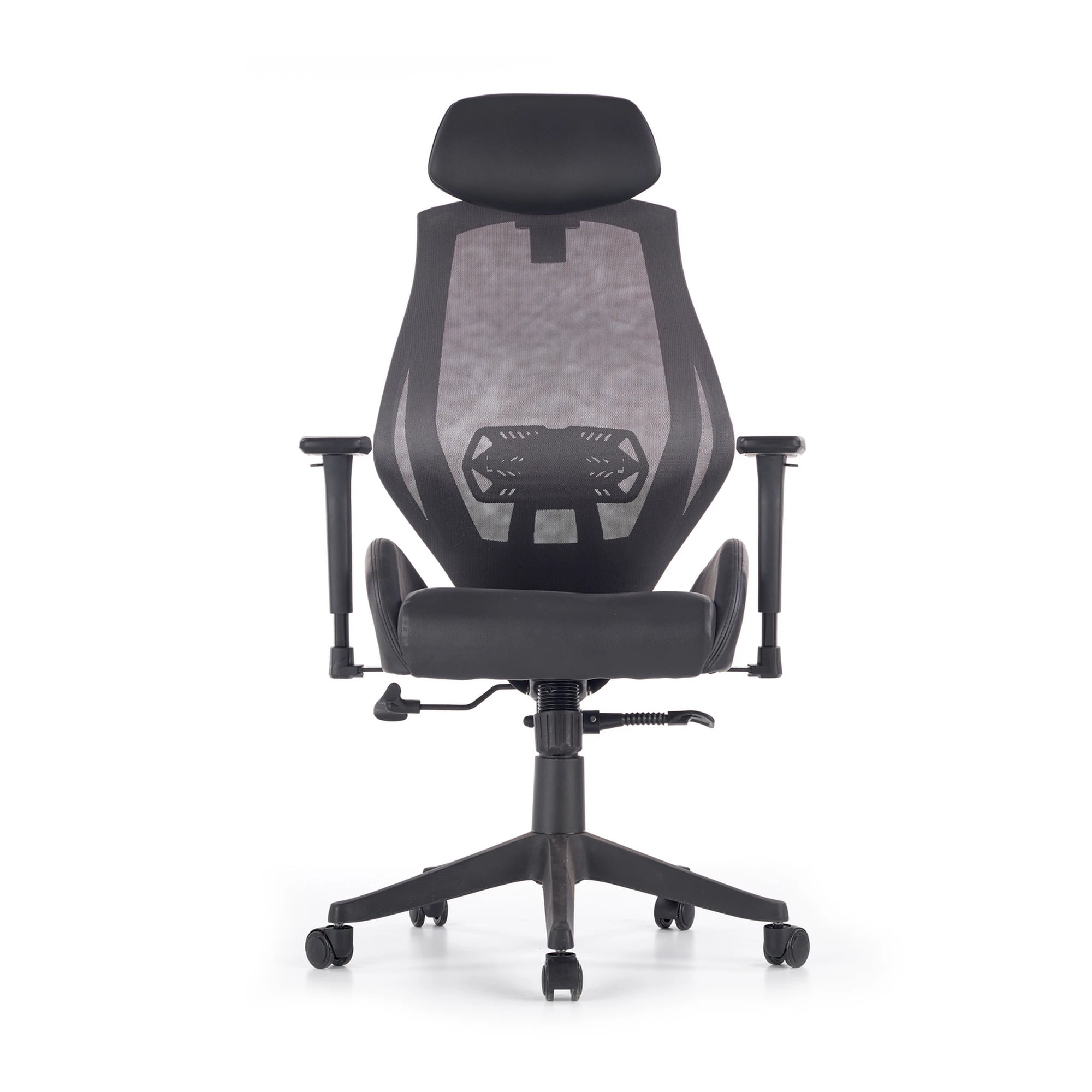 Scaun de birou HASEL, gri, piele ecologica/plasa, 68x78x110/118 cm