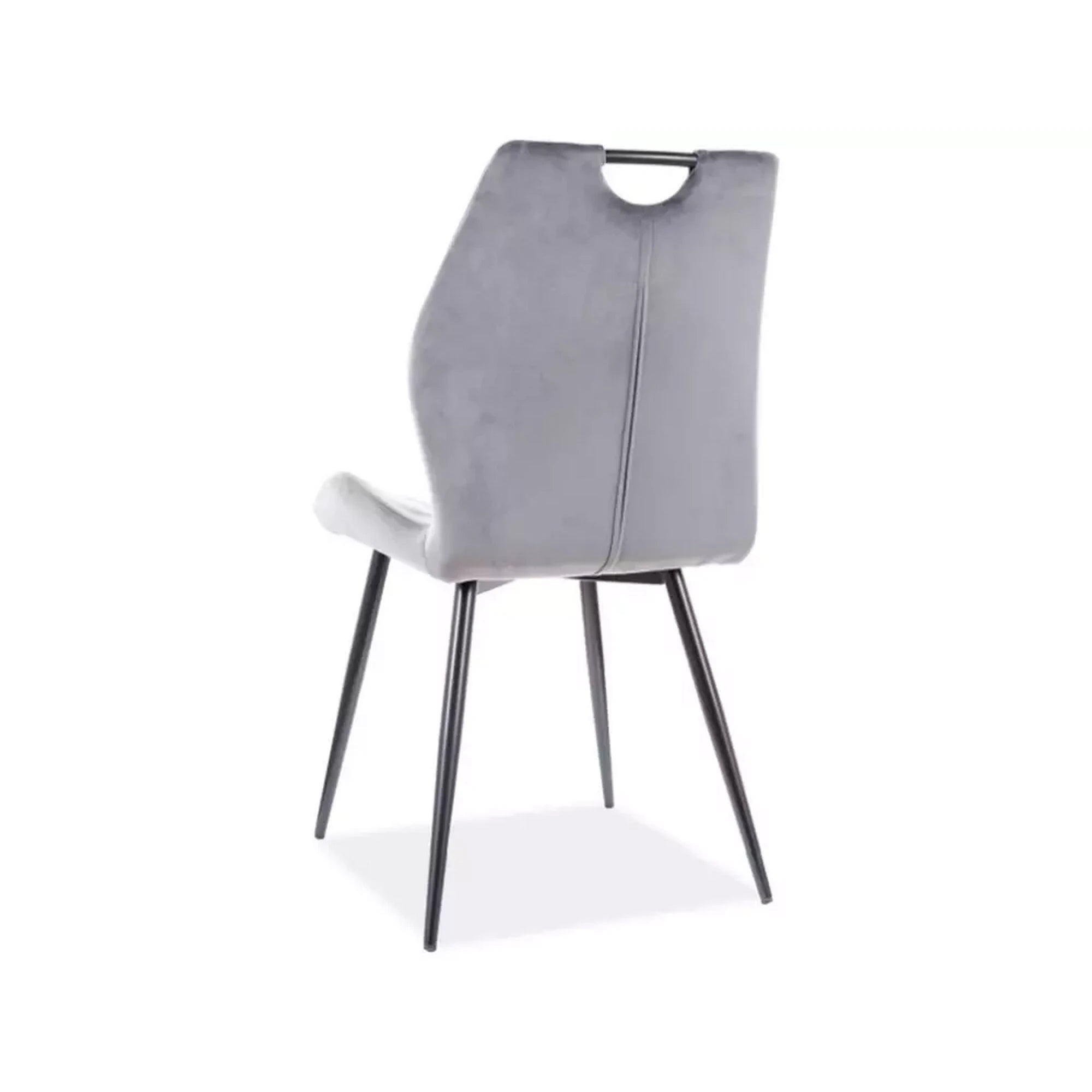 Scaun bucatarie elegant ARCO, gri/negru, stofa catifelata/metal, 51x46x91 cm