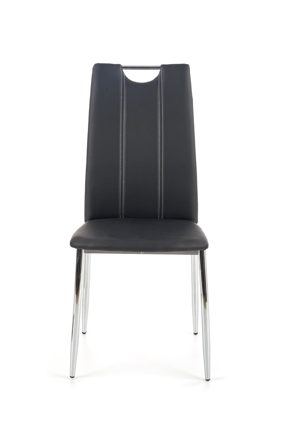 Scaun tapitat K187, negru/crom, piele ecologica/metal, 46x56x97 cm