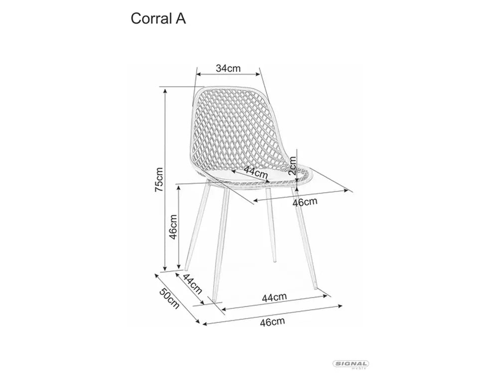 Scaun Corral A, negru, polipropilena/metal, 46x44x75 cm