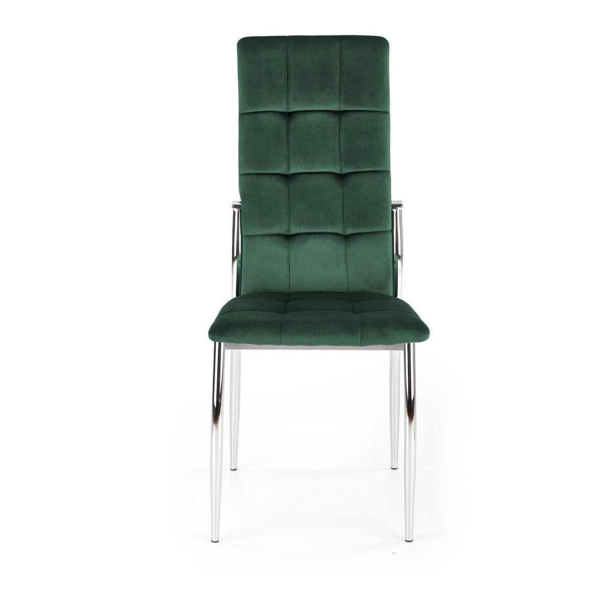 Scaun tapitat K416, verde inchis/crom, stofa catifelata/metal, 43x54x101 cm