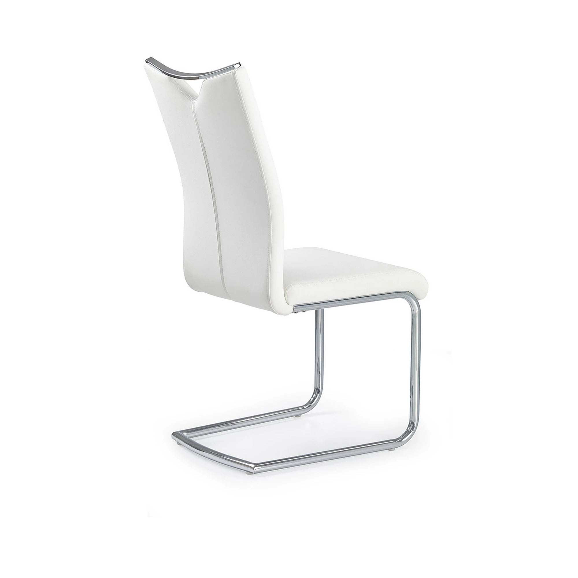 Scaun tapitat K224, alb/crom, piele ecologica/metal, 44X54X100 CM