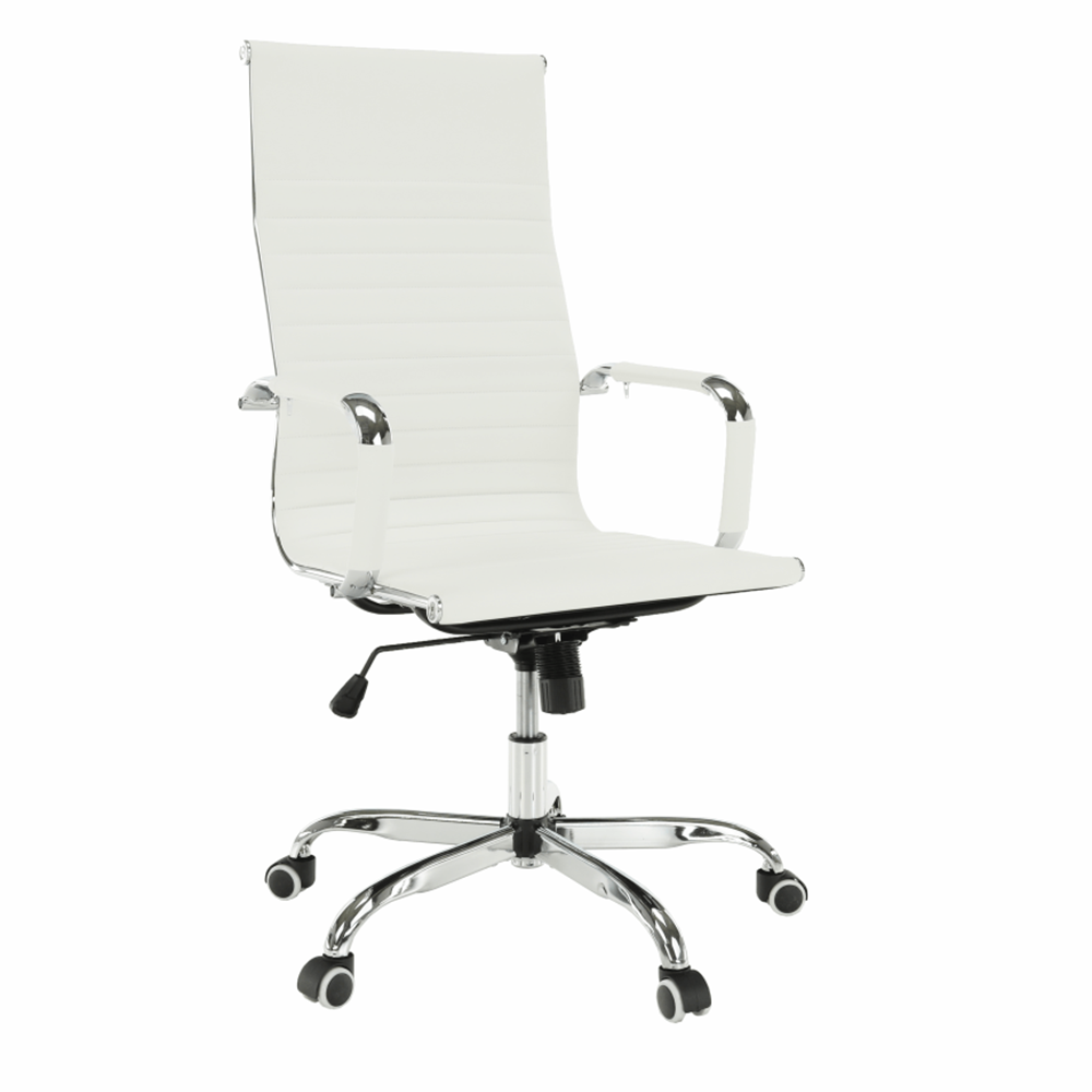 Scaun de birou AZURE 2 NEW, alb/crom, piele ecologica/metal, 63x55x106/114 cm