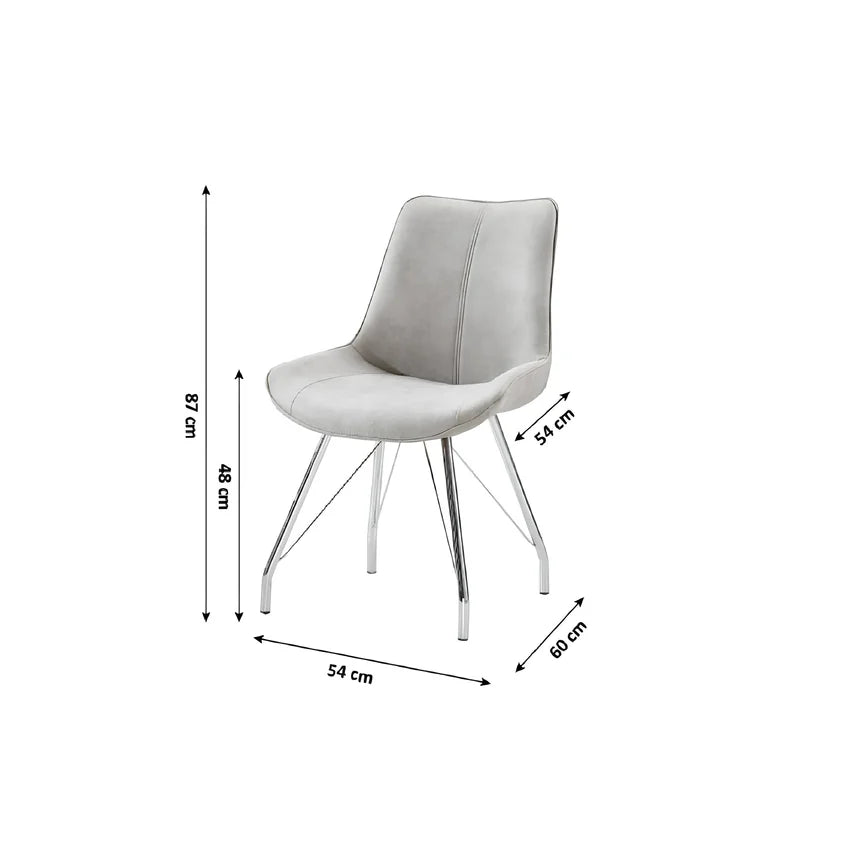 Scaun MADORA, gri/crom, textil cu efect de piele intoarsa/metal, 54x60x87 cm