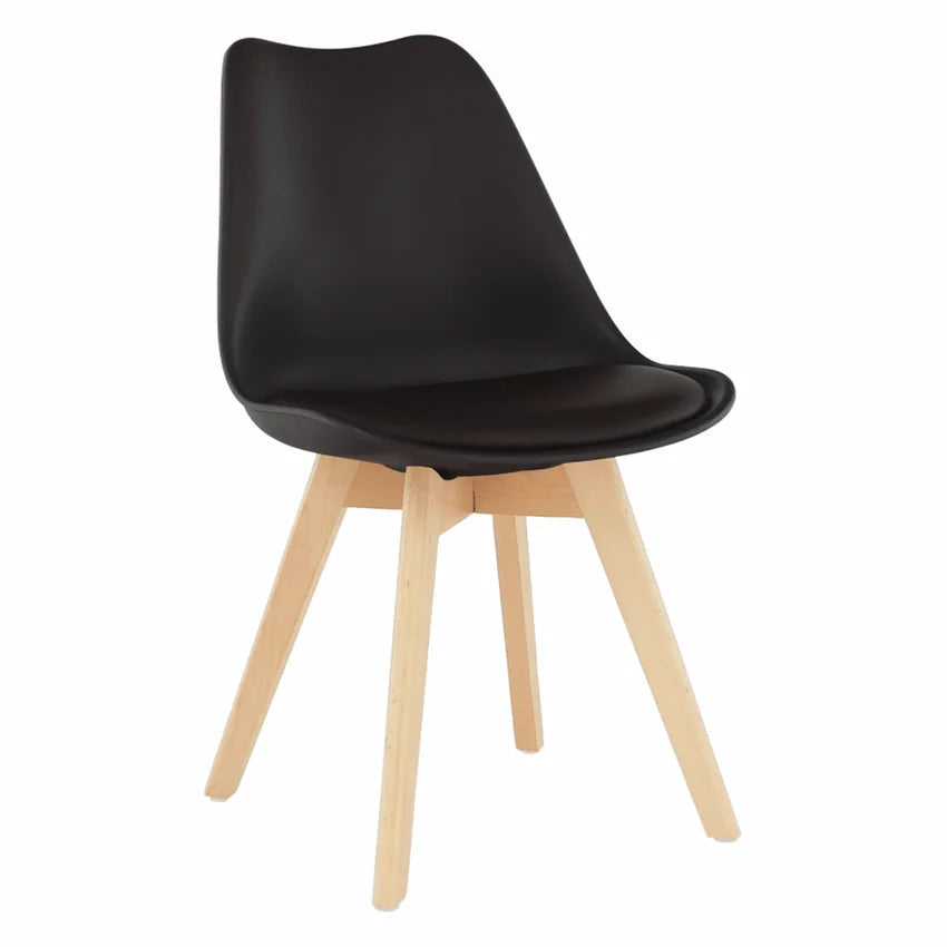 Scaun BALI 2 NEW, maro inchis/fag, piele ecologica/lemn, 48x56x80 cm