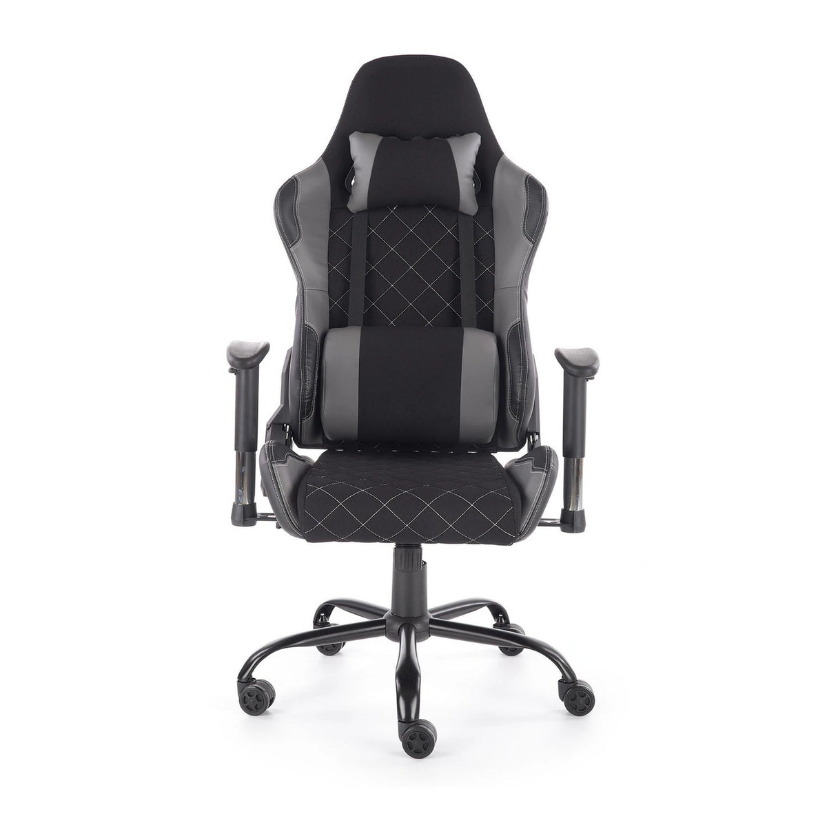 Scaun gaming DRAKE, negru/gri, stofa, 69x62x127/134 cm