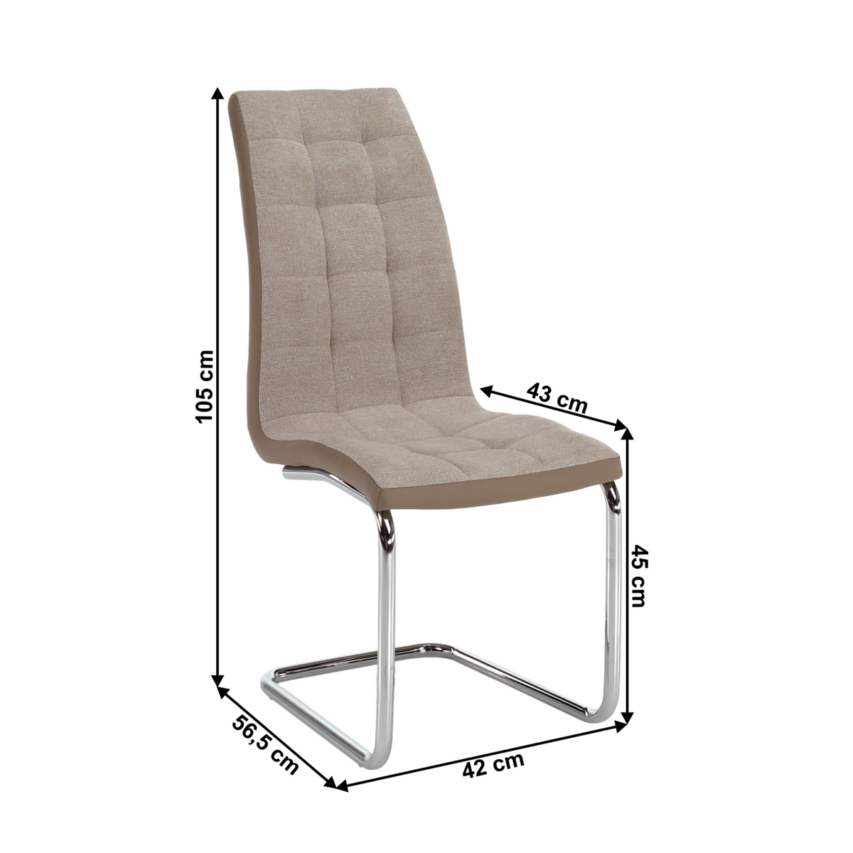 Scaun SALOMA NEW, bej/crom, textil/piele ecologica/metal, 42x57x105 cm