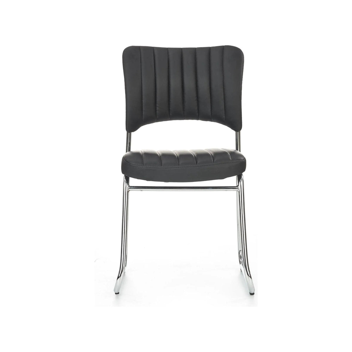 Scaun tapitat Rapid Black, negru/crom, metal/piele ecologica, 48X58X83 CM
