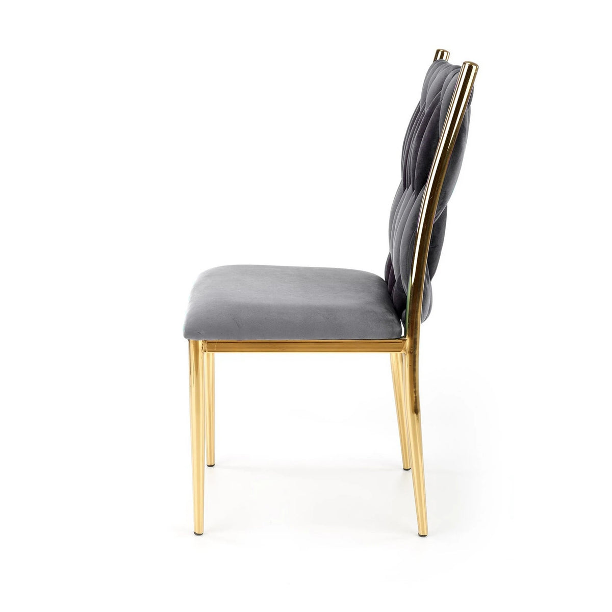 Scaun K436, gri/auriu, stofa catifelata/metal, 48x55x94 cm
