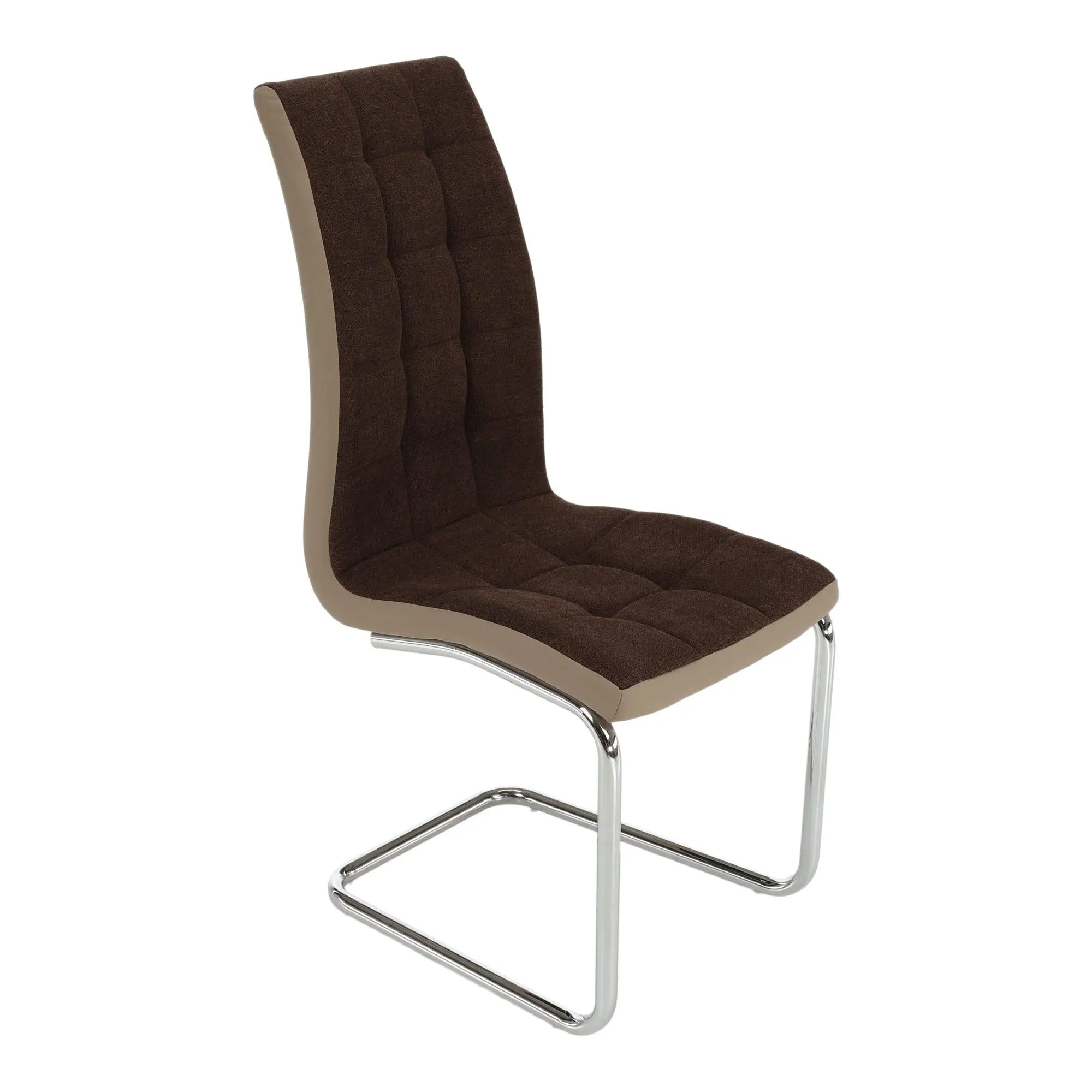 Scaun bucătărie SALOMA NEW, maro/bej, stofa clasica/piele ecologica/metal, 42x56.5x105 cm