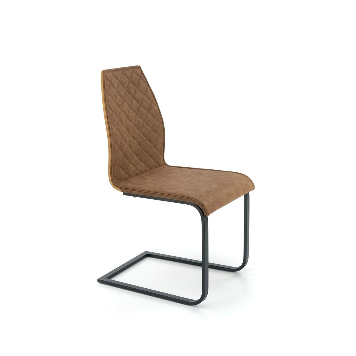 Scaun K265, maro/negru, piele ecologica/metal, 43x58x94 cm