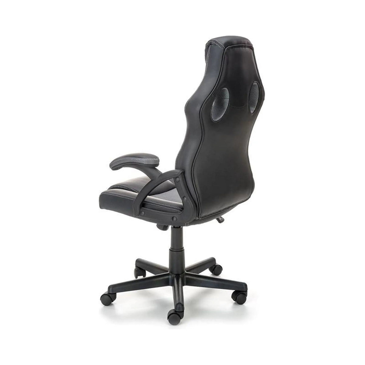 Scaun birou BERKEL, negru/gri, piele ecologica, 62x63x108-117 cm