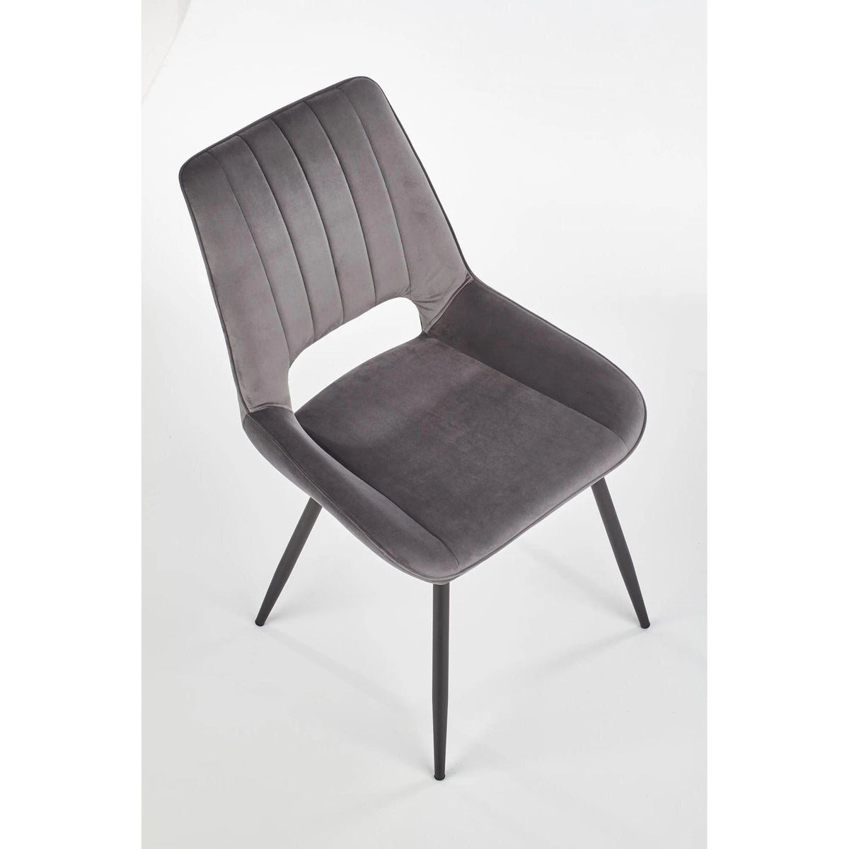 Scaun tapitat K404, gri/negru, stofa/metal, 52x58x88 cm