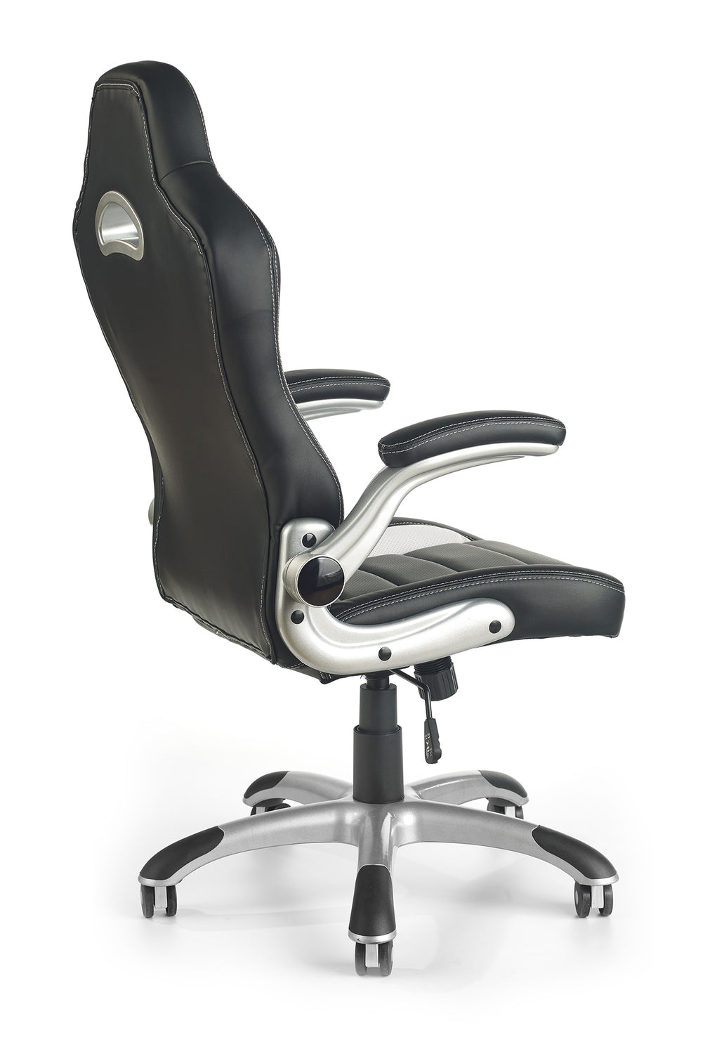 Scaun gaming LOTUS, negru/gri, piele ecologica perforata, 63x65x117/127 cm