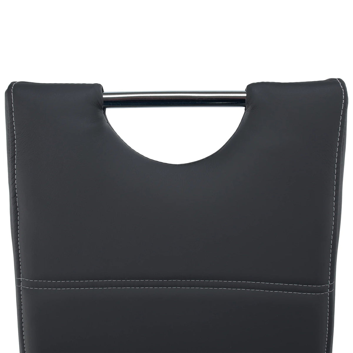 Scaun dining ABIRA NEW, gri inchis/crom, piele ecologica/metal, 44x57x99 cm