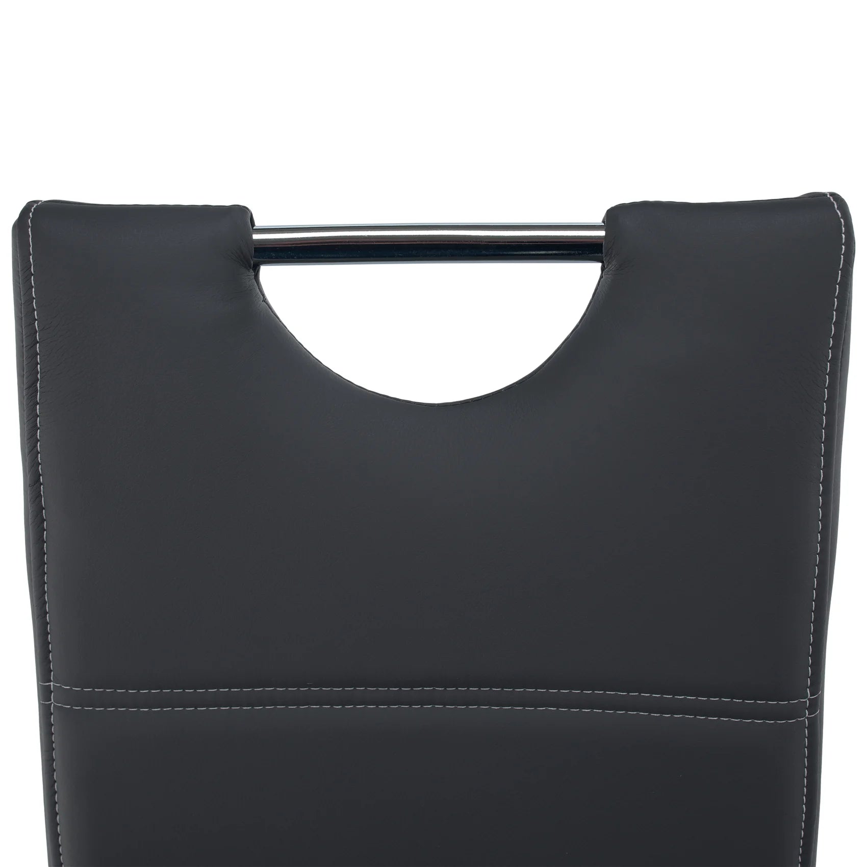 Scaun dining ABIRA NEW, gri inchis/crom, piele ecologica/metal, 44x57x99 cm