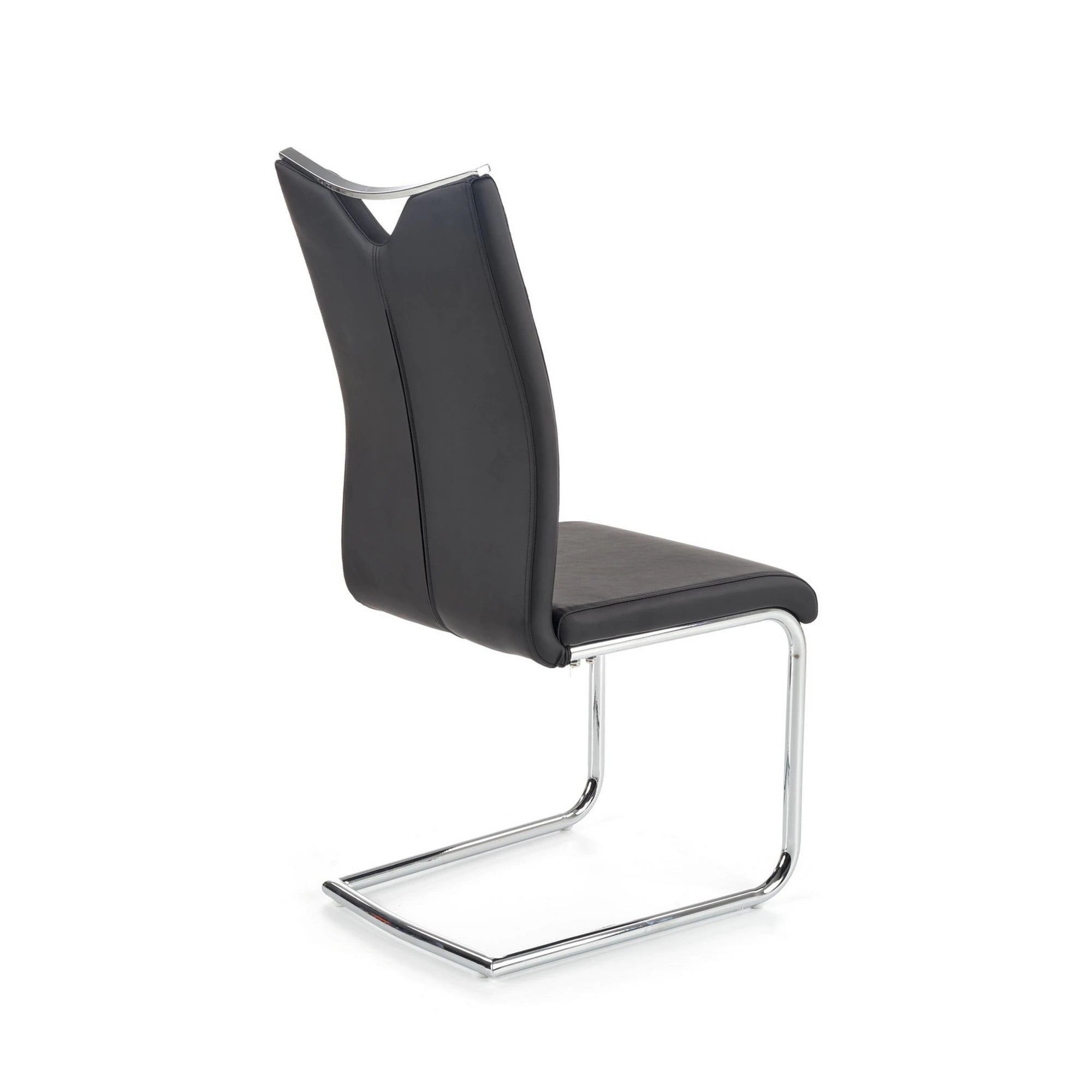 Scaun tapitat K224, negru/crom, piele ecologica/metal, 44X54X100 CM