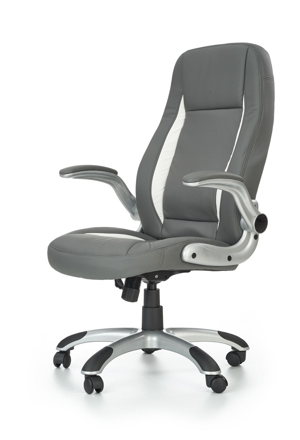 Scaun gaming SATURN, gri, piele ecologica perforata, 67x65x112/120 cm
