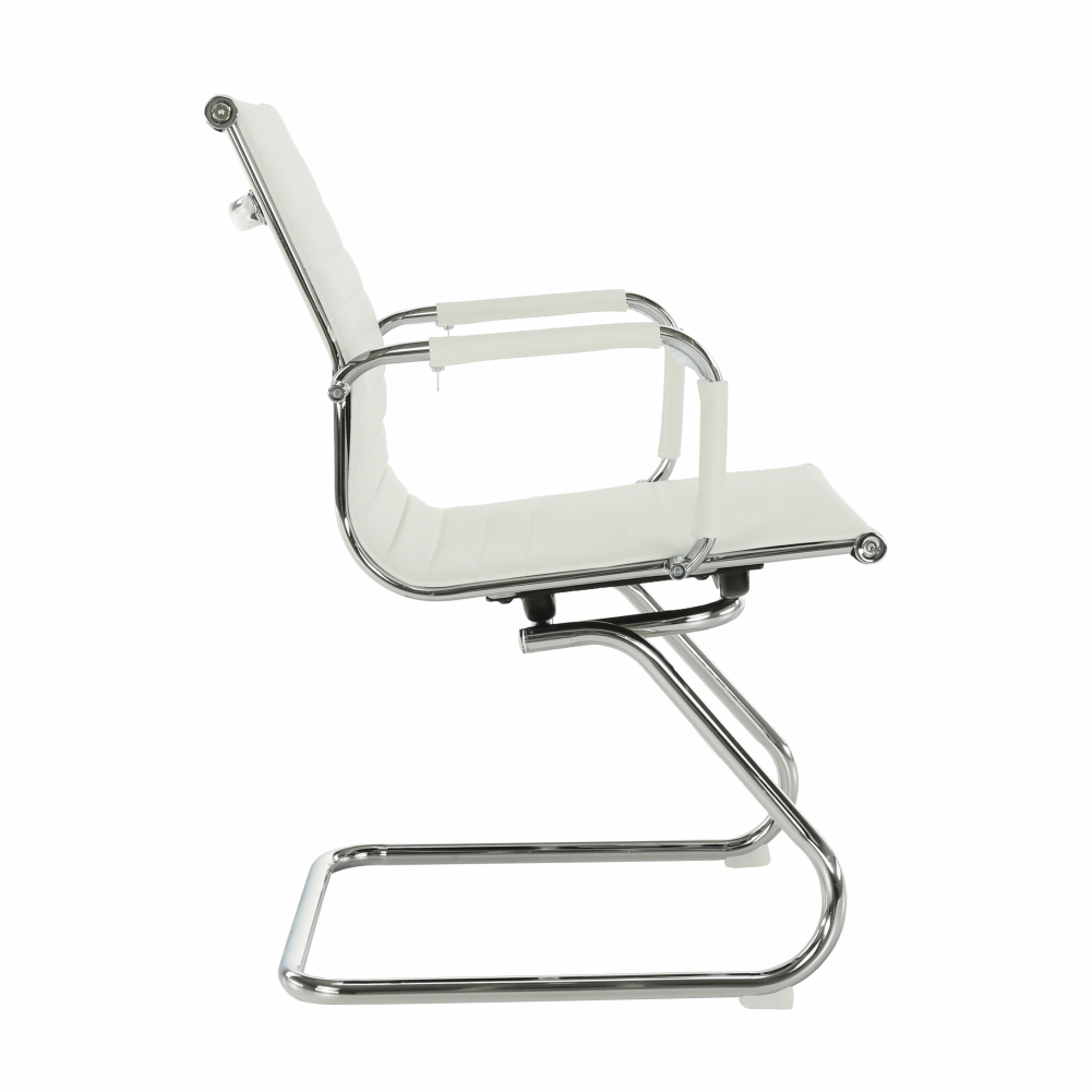 Scaun conferinta AZURE 2 NEW TYP 2, piele ecologica/metal, alb, 54.5x62.5x90.5 cm
