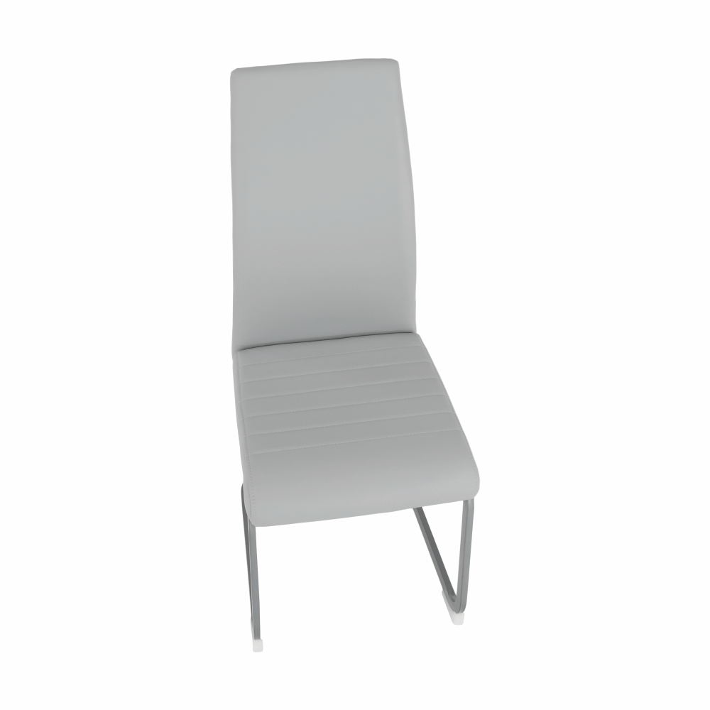 Scaun NOBATA, gri deschis, piele ecologica/metal, 42x56x99 cm