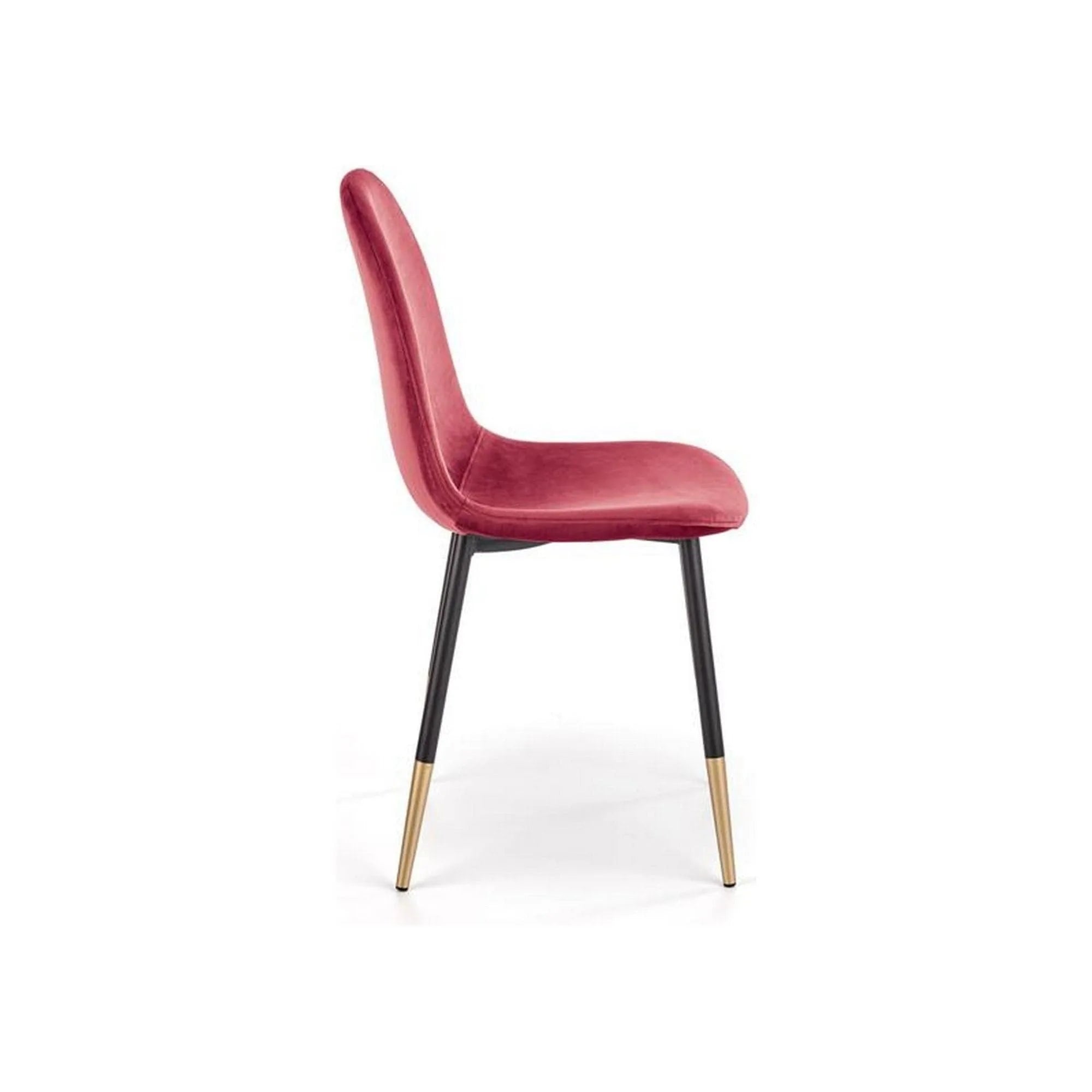 Scaun tapitat K379, rosu/negru, stofa catifelata/metal, 45x48x88 cm