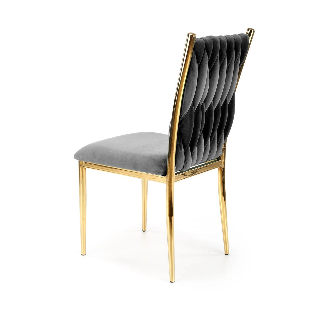 Scaun K436, gri/auriu, stofa catifelata/metal, 48x55x94 cm