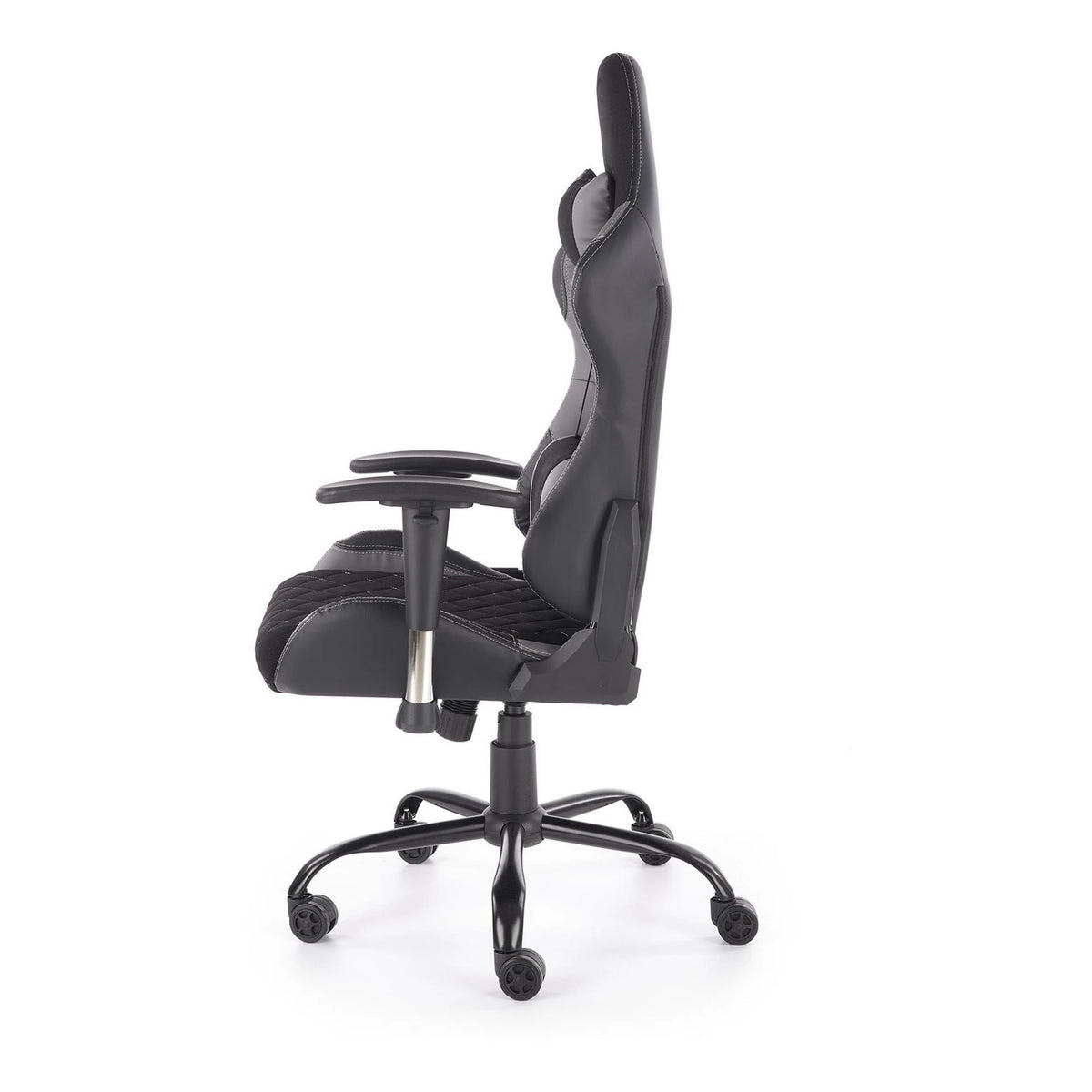 Scaun gaming DRAKE, negru/gri, stofa, 69x62x127/134 cm