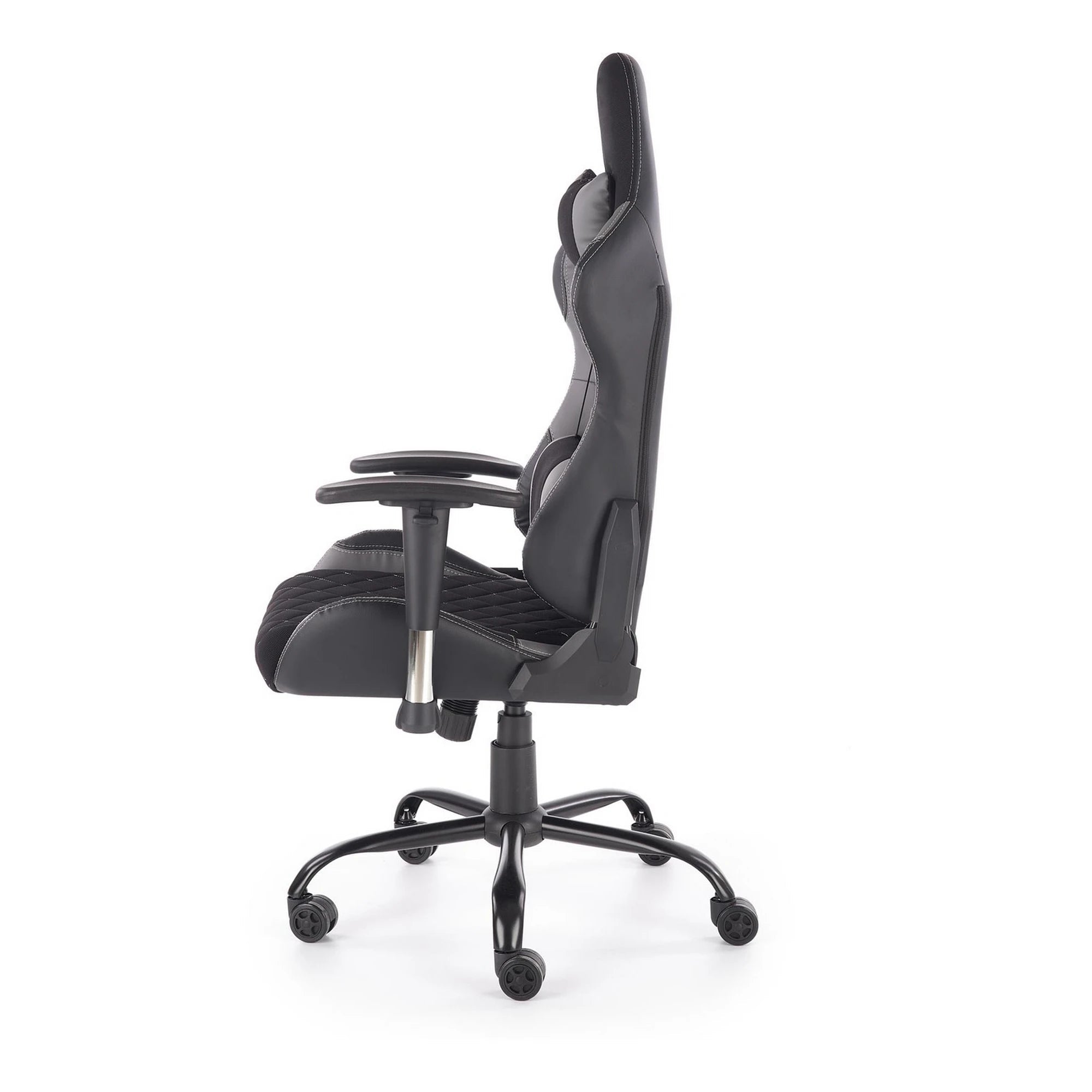 Scaun gaming DRAKE, negru/gri, stofa, 69x62x127/134 cm