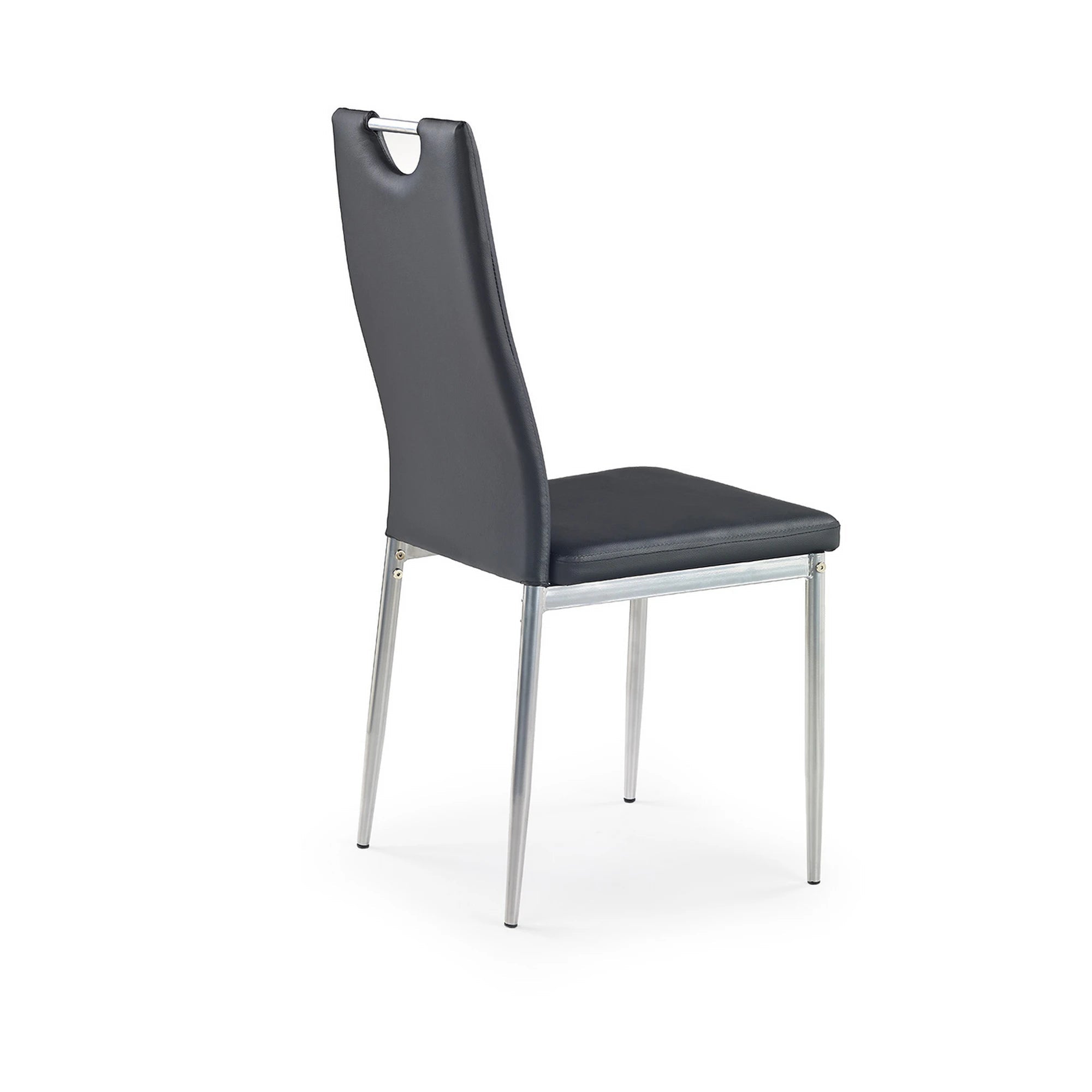 Scaune dining K202, negru/crom, piele ecologica/metal, 44X54X97 CM