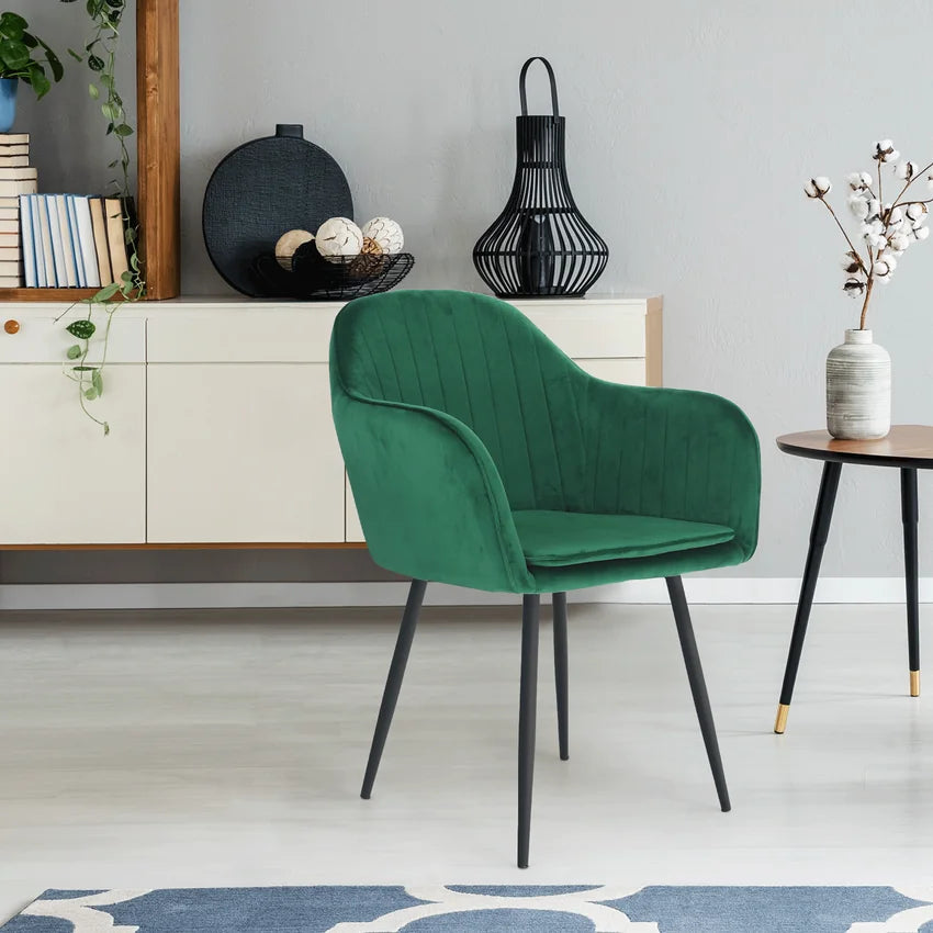 Scaun ZIRKON, verde smarald/negru, catifea/metal, 56x55x82 cm
